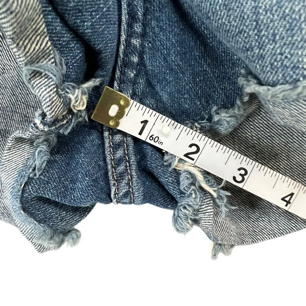 Abercrombie & Fitch Denim Shorts Womens 6 Blue Distressed Cuffed Cut Off Classic - Image 7
