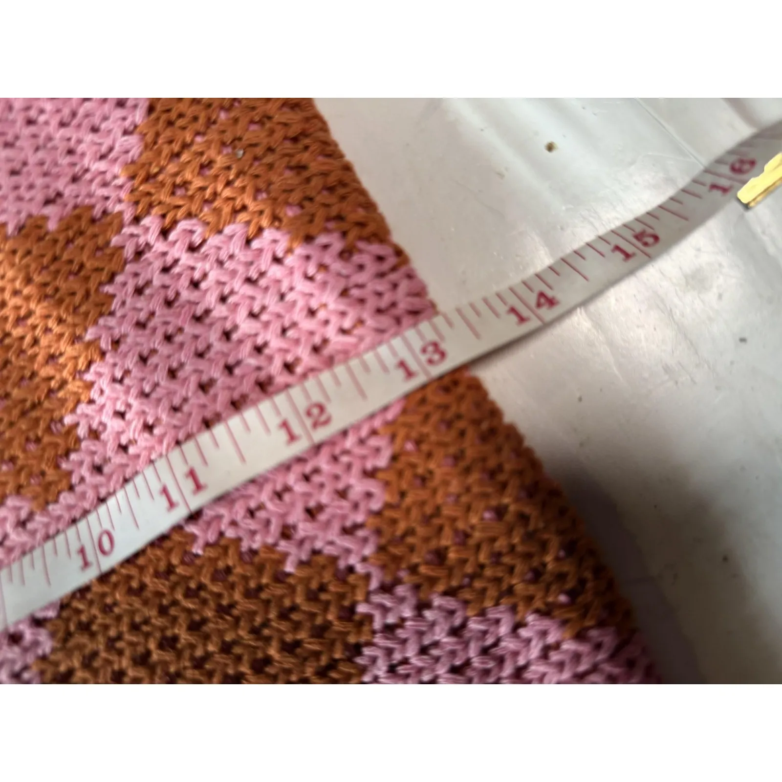 KOPARI Bag Womens Medium Pink Orange Knit Argyle Shoulder Purse Handbag Tote - Image 5