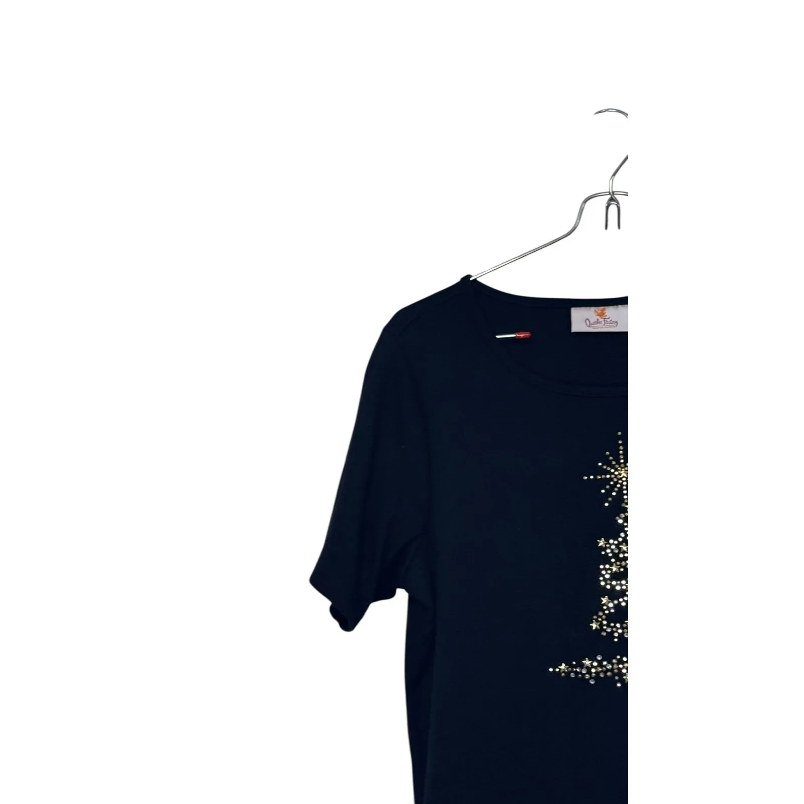 Quacker Factory Womens Outfit & Set Jeweled Christmas‎ Tree On Shirt Black Small - Image 13