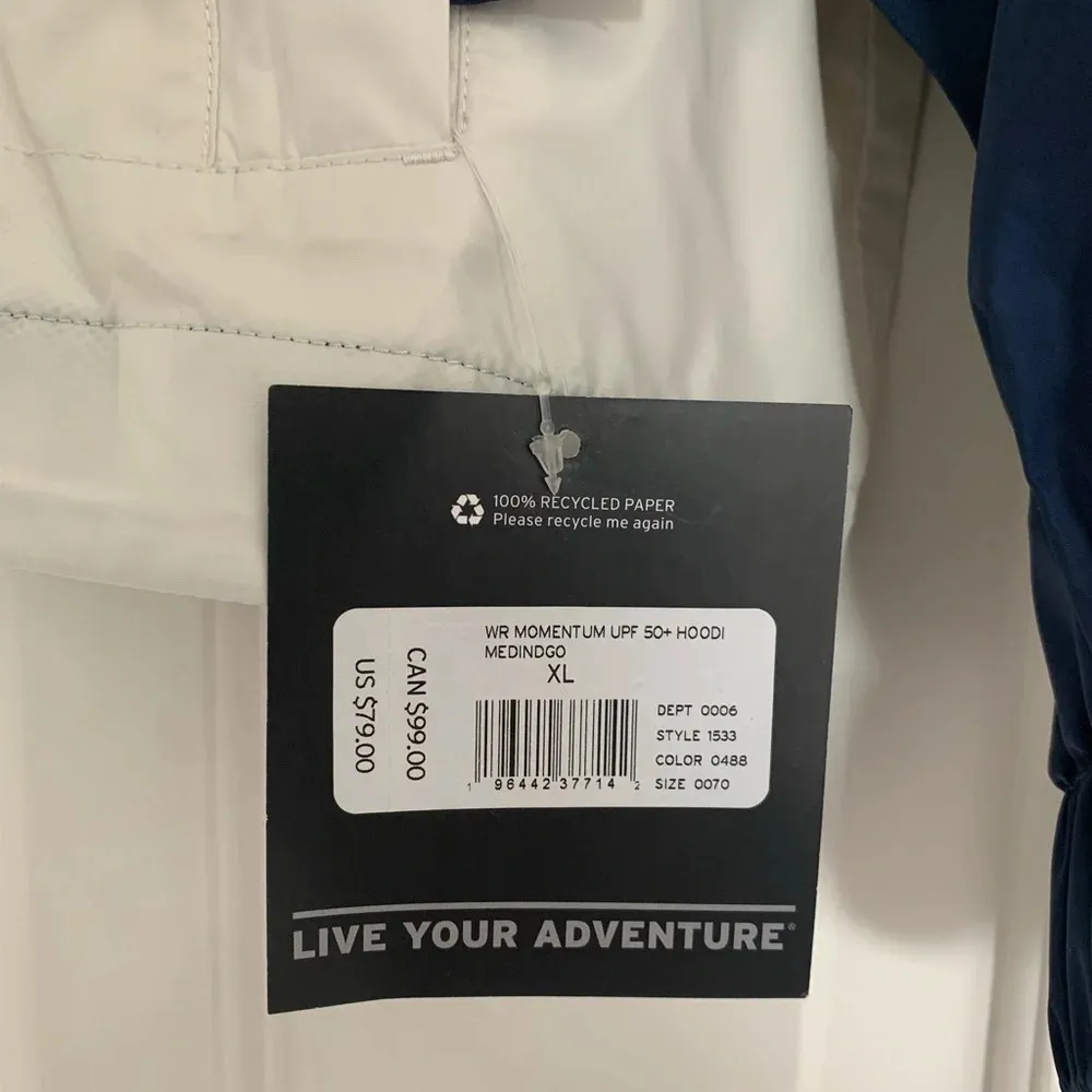 Eddie Bauer Women's Momentum UPF 50+ Hoodie Jacket Size XL - Medium Indigo - NWT - Image 11