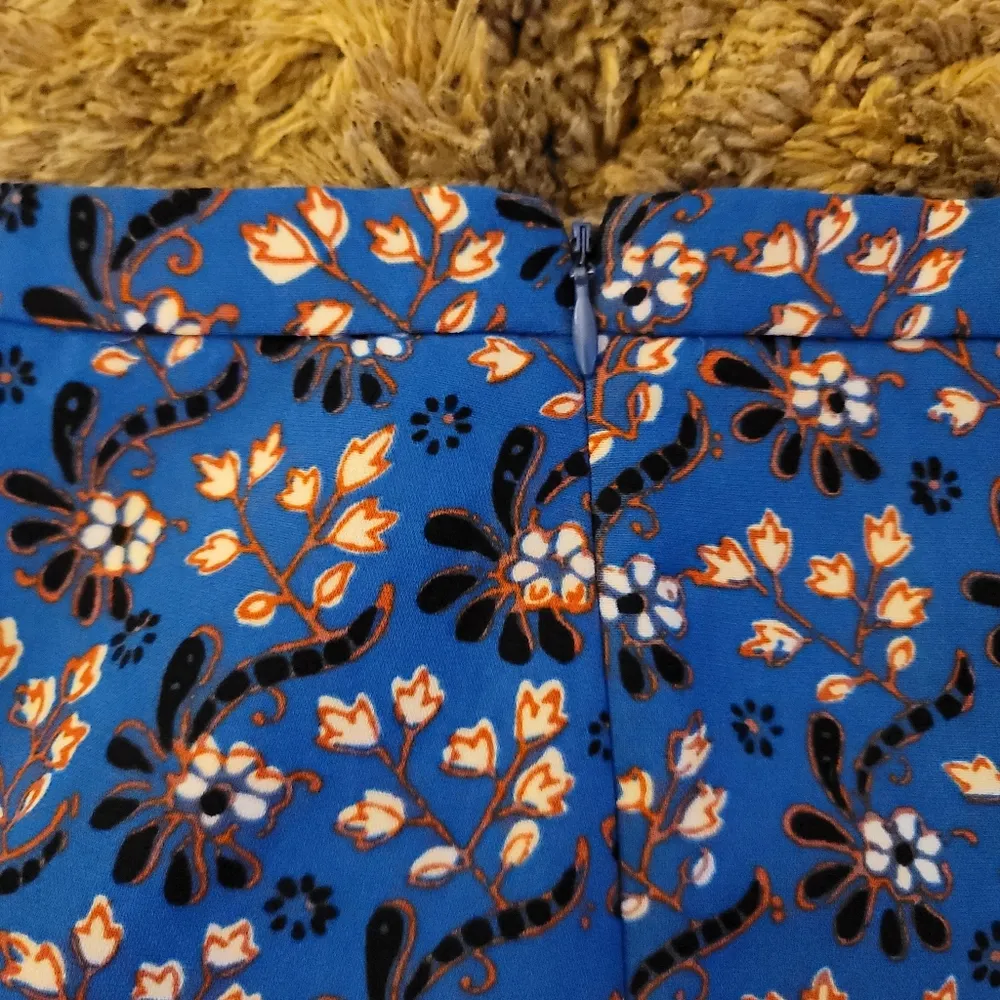 J.Crew Flutter Vintage Blue Floral Scarf Print Mini Skirt 4 - Image 9