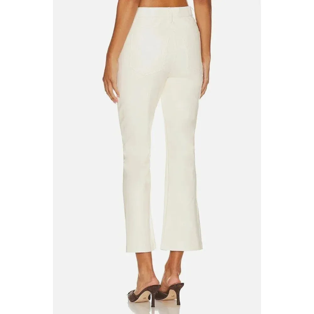 7 For All Mankind High Waist Slim Kick in Cream 30 Womens Faux Leather Vegan - Image 2