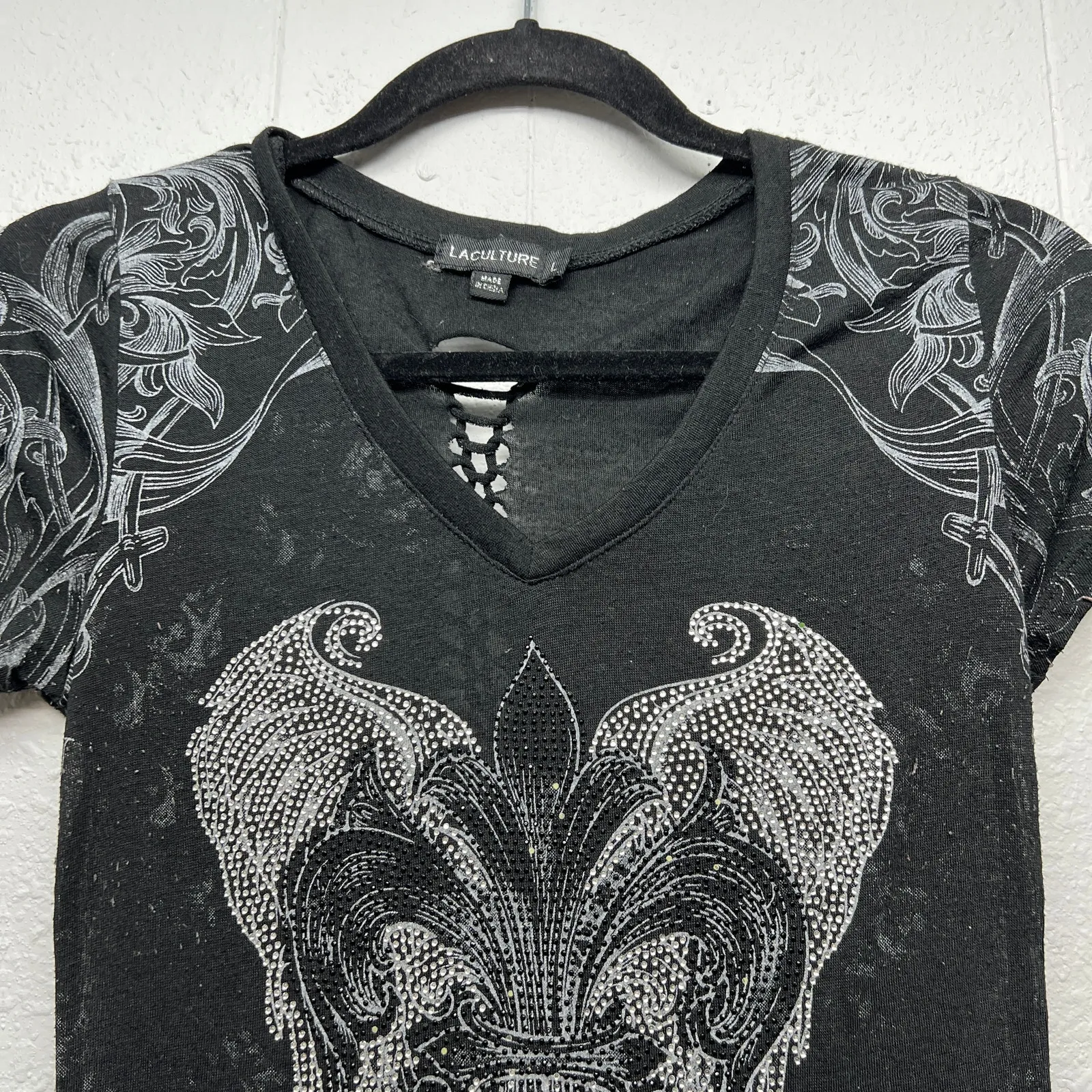 La Culture Rhinestone Baddie Punk XS Goth Y2K Dark Fairy Grunge Rock Concert Black - Image 3