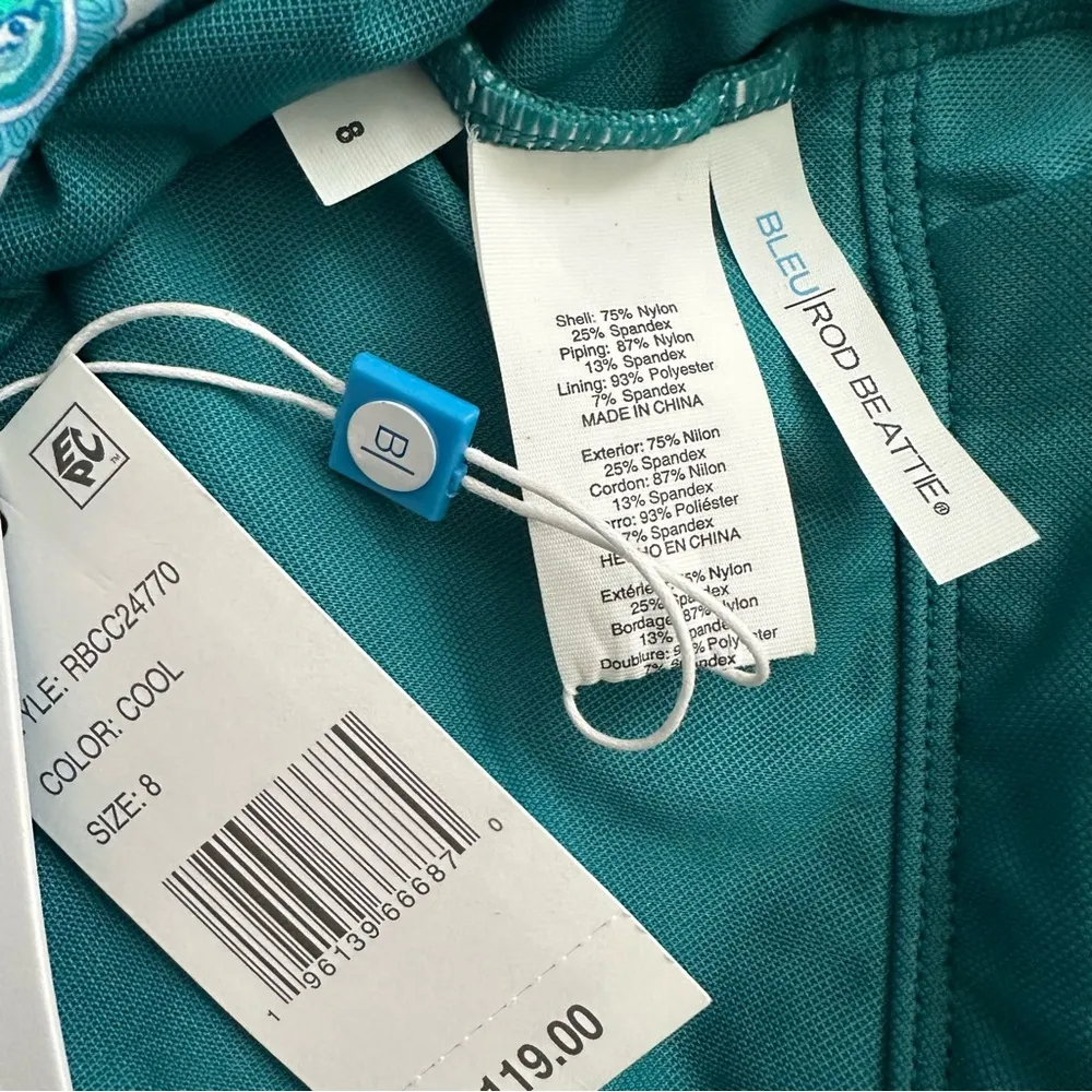 Bleu Rod Beattie COASTAL COOL PLUNGE ONE-PIECE SWIMSUIT Size 8 Women - Image 12