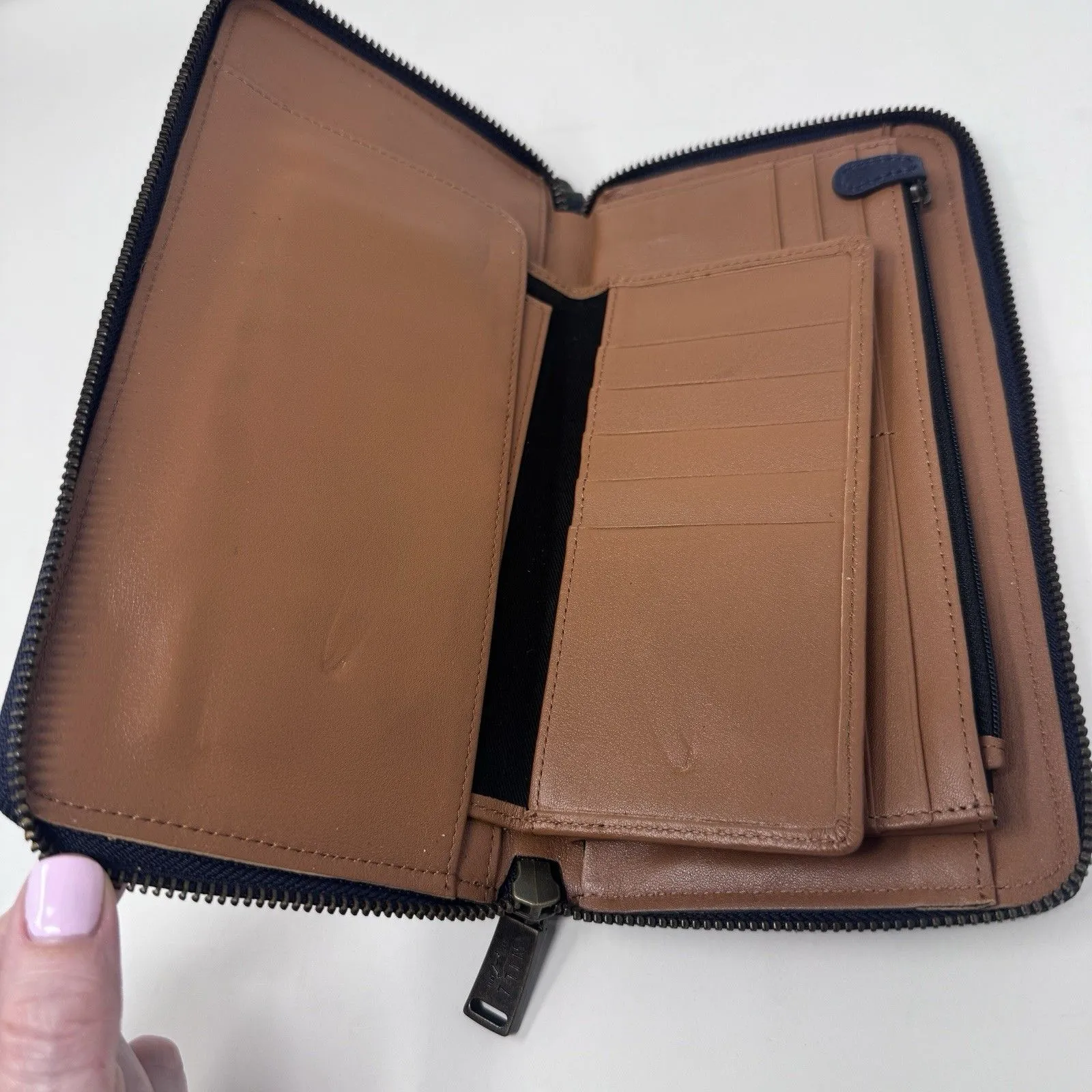 Will Leather Goods Blue Wristlet Wallet Clutch Card Holder EUC - Image 5