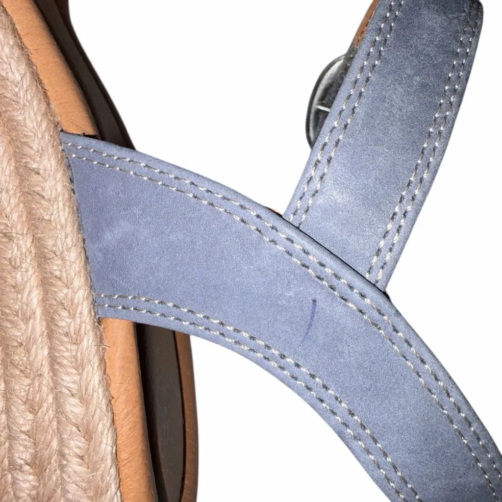 Sofft Inez Blue Leather Whipstitch Espadrille Wedge Sandals Shoes size 9 - Image 8