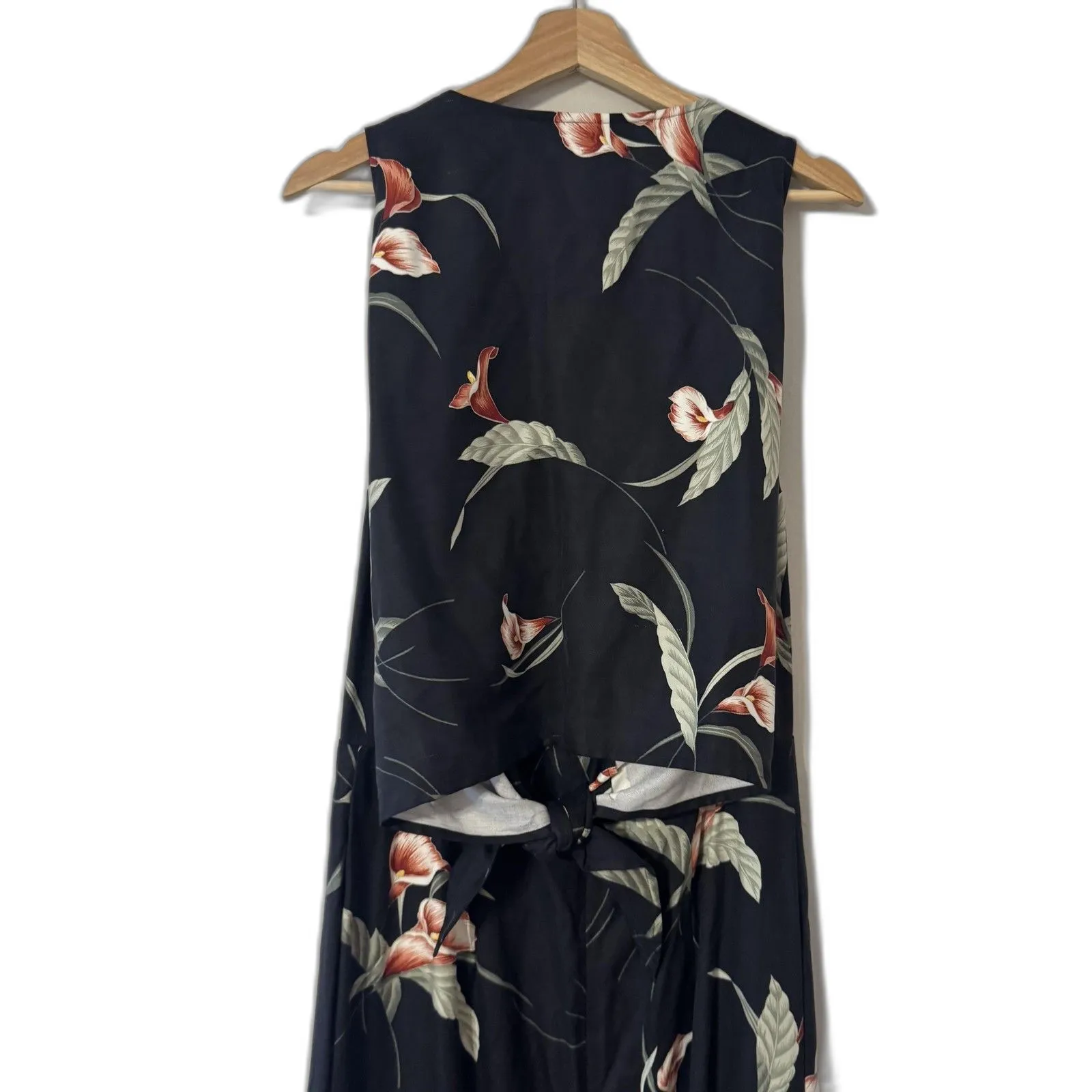Tommy Bahama Dress Womens 14 Black Silk Floral Maxi Sleeveless Tropical Beach - Image 7