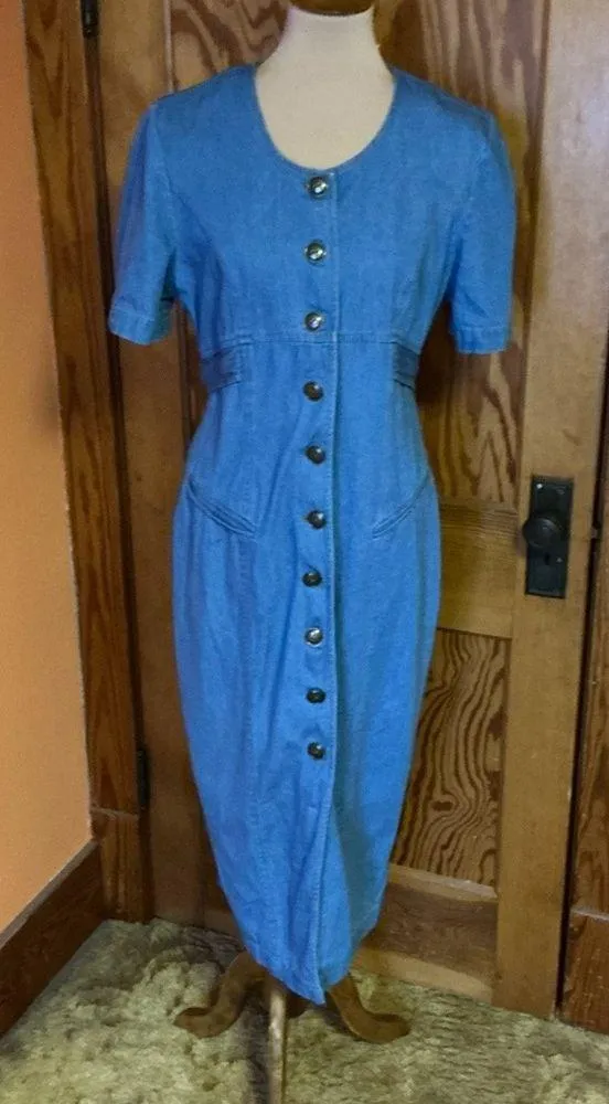 Vintage 90s denim maxi dress Blue Size M - Image 3