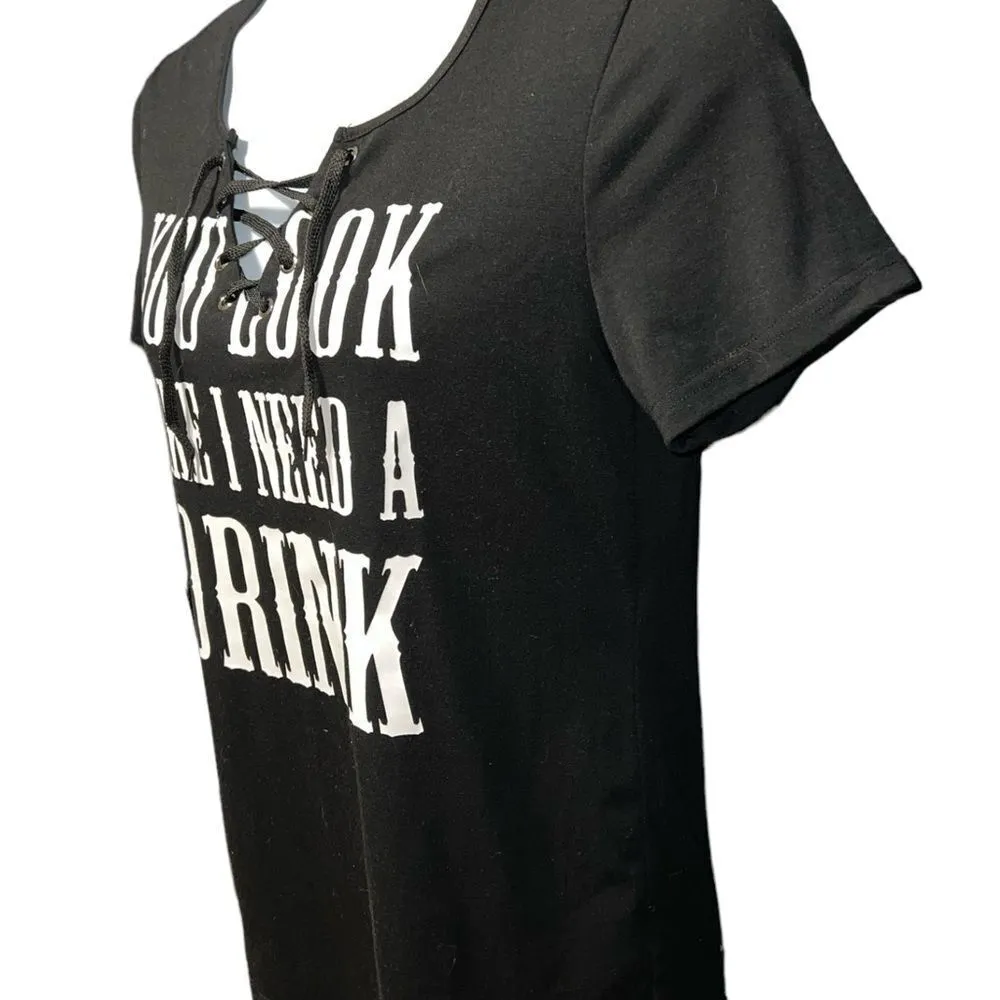 Cute black tee with fun sayings on front! New Size M - Image 3