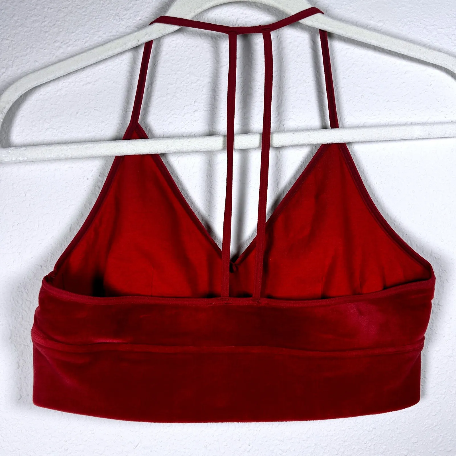 Floreat Loved By Anthropologie Red Velvet Halter Strappy Bralette Top‎ Medium - Image 9