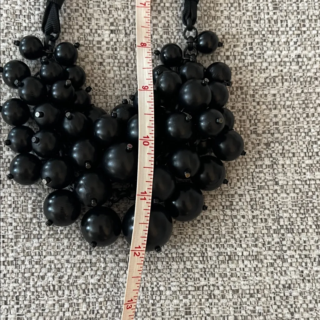 Black Beaded Chainmail Necklace with Adjustable Ribbon - Image 7