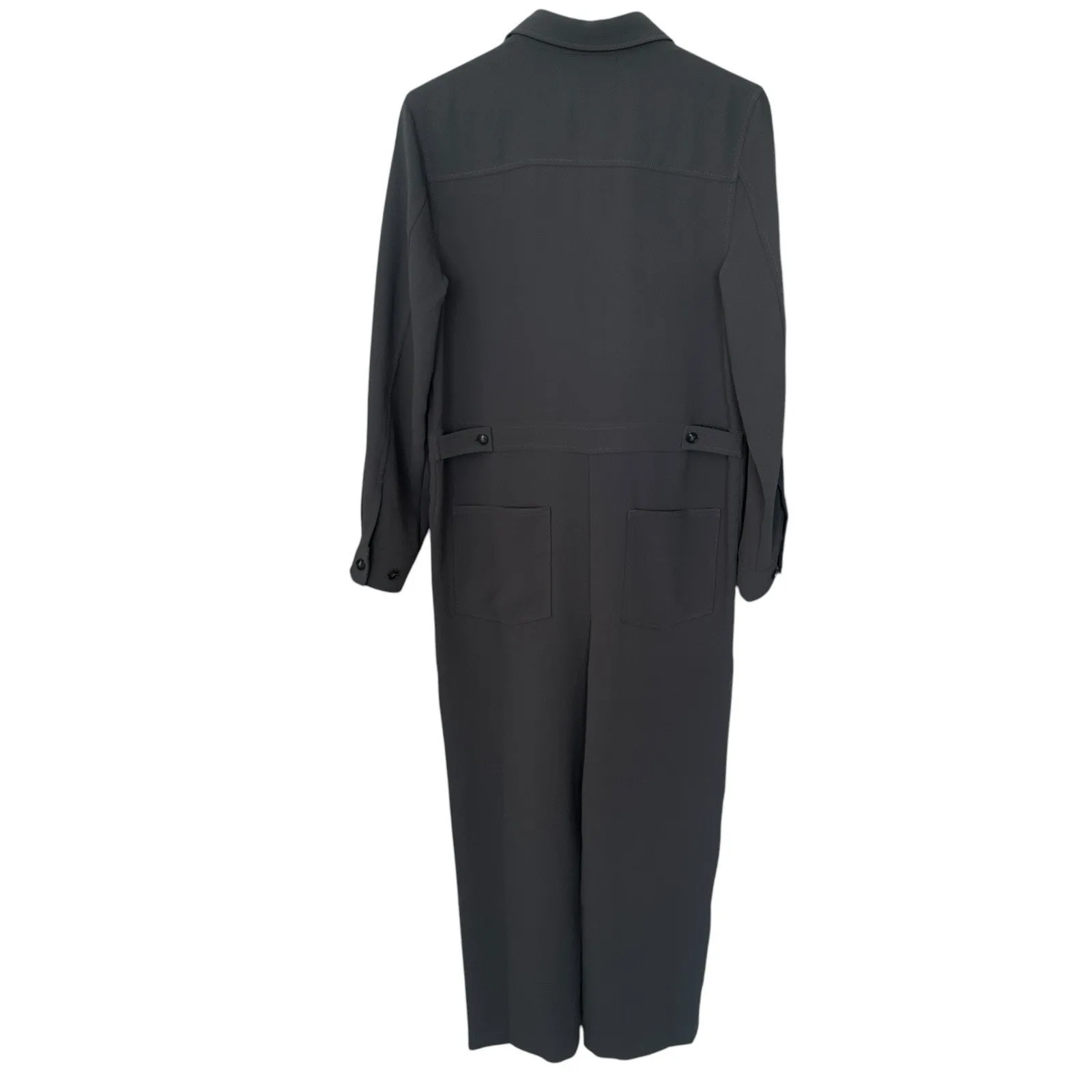 Aritzia Wilfred Utility Broiler Jumpsuit Gray Button Pockets Crepe Size Medium - Image 8