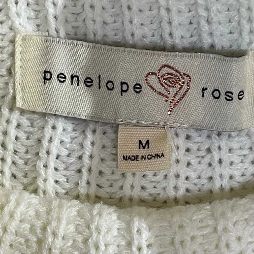 NWT Penelope Rose White Turtleneck Sweater M Ribbed Knit Pullover Winter Top Size M - Image 6