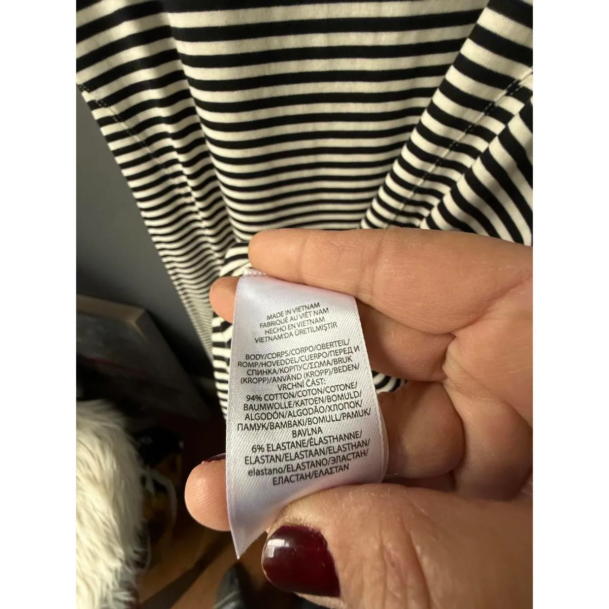 Lauren Ralph Lauren Black and White Striped Midi Dress, Size M - Image 6