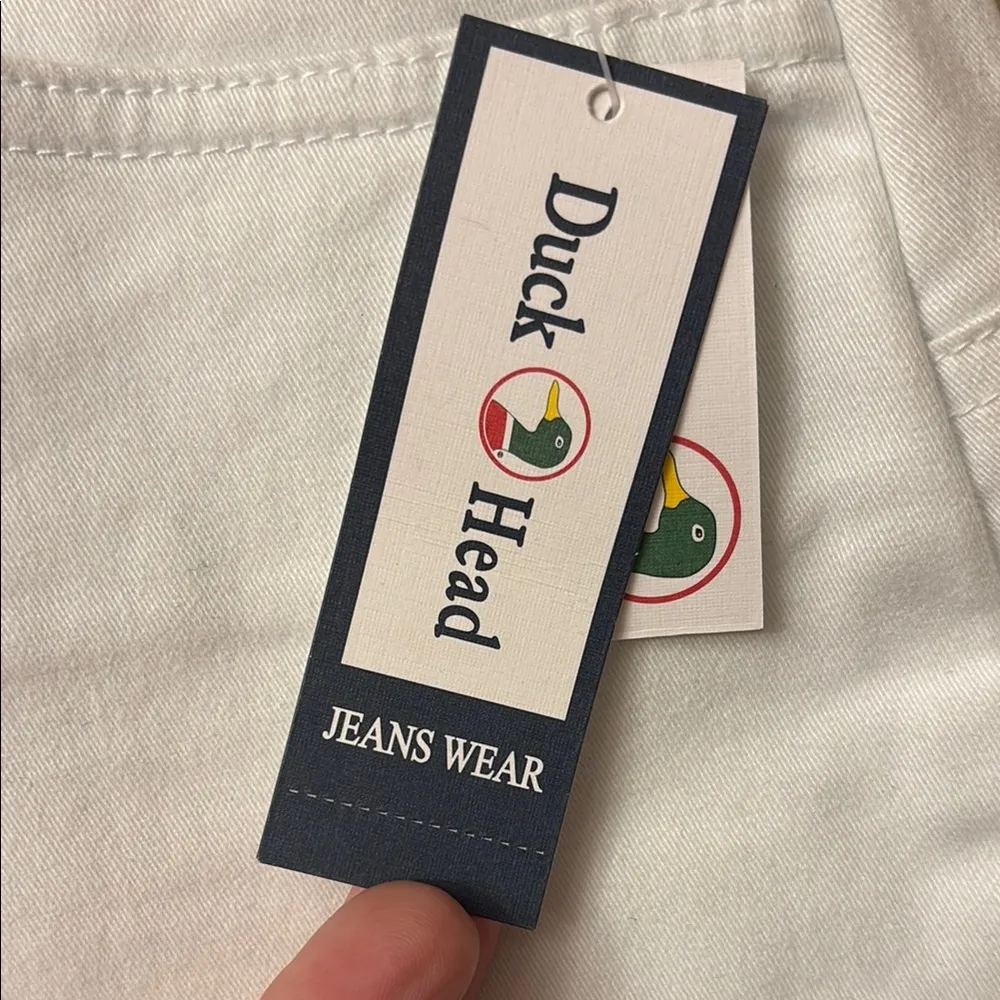 NEW! Duck Head Jeanswear Size 8 WHITE Stretch Denim Long Bermuda Shorts Culottes Split Skirt Capris - Image 2