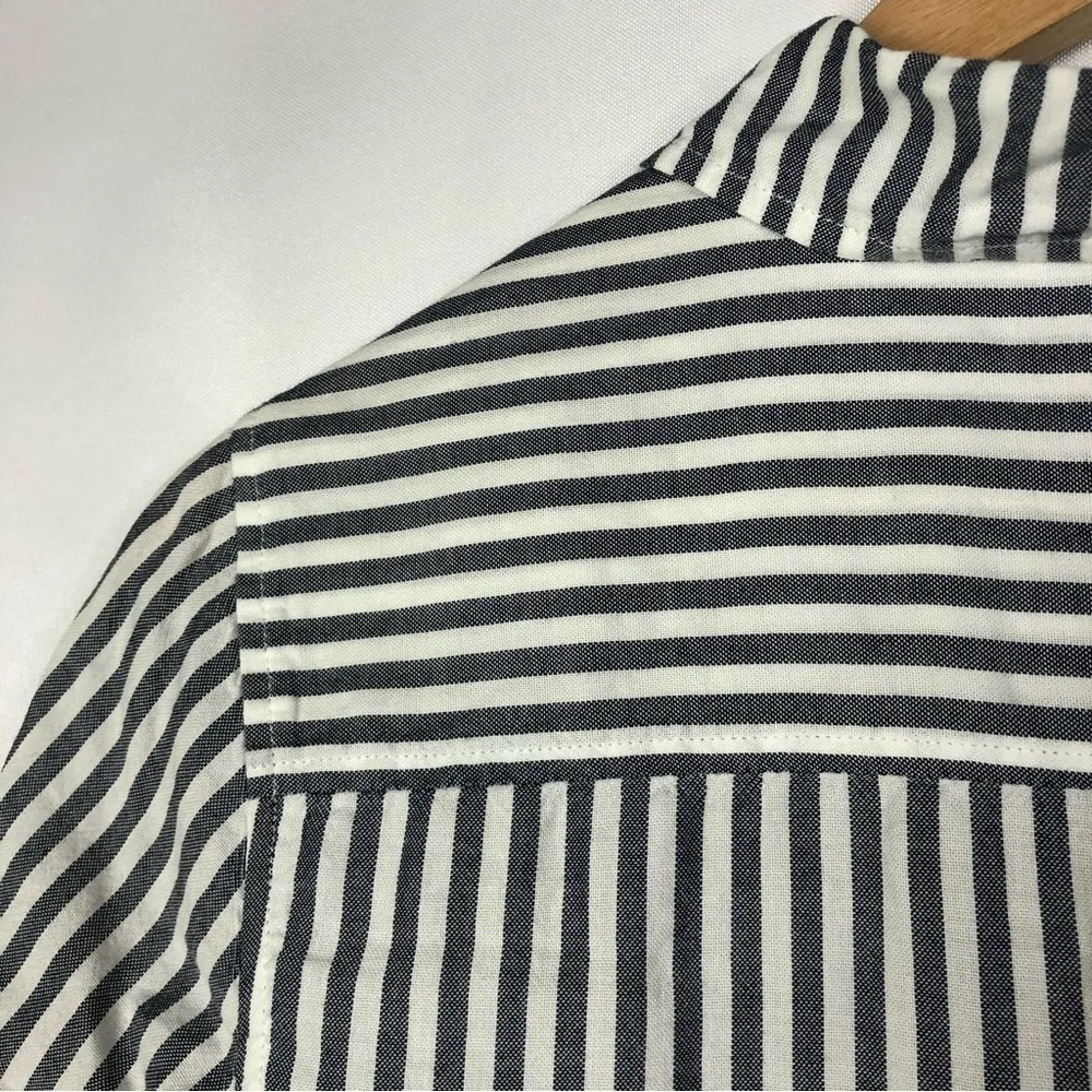 J. Crew Tall Gray & White Stripe Short Sleeve Button Down ST - Image 5