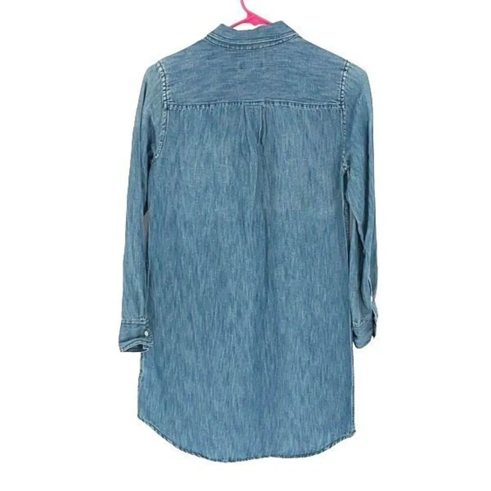 J. Crew Chambray Linen Blend Tunic Long Sleeve Shirt Dress Blue 0‎ NWT - Image 5