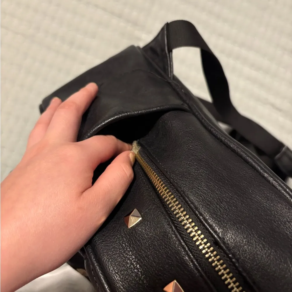 Icing Black Quilted Backpack with Gold Accents - Image 4