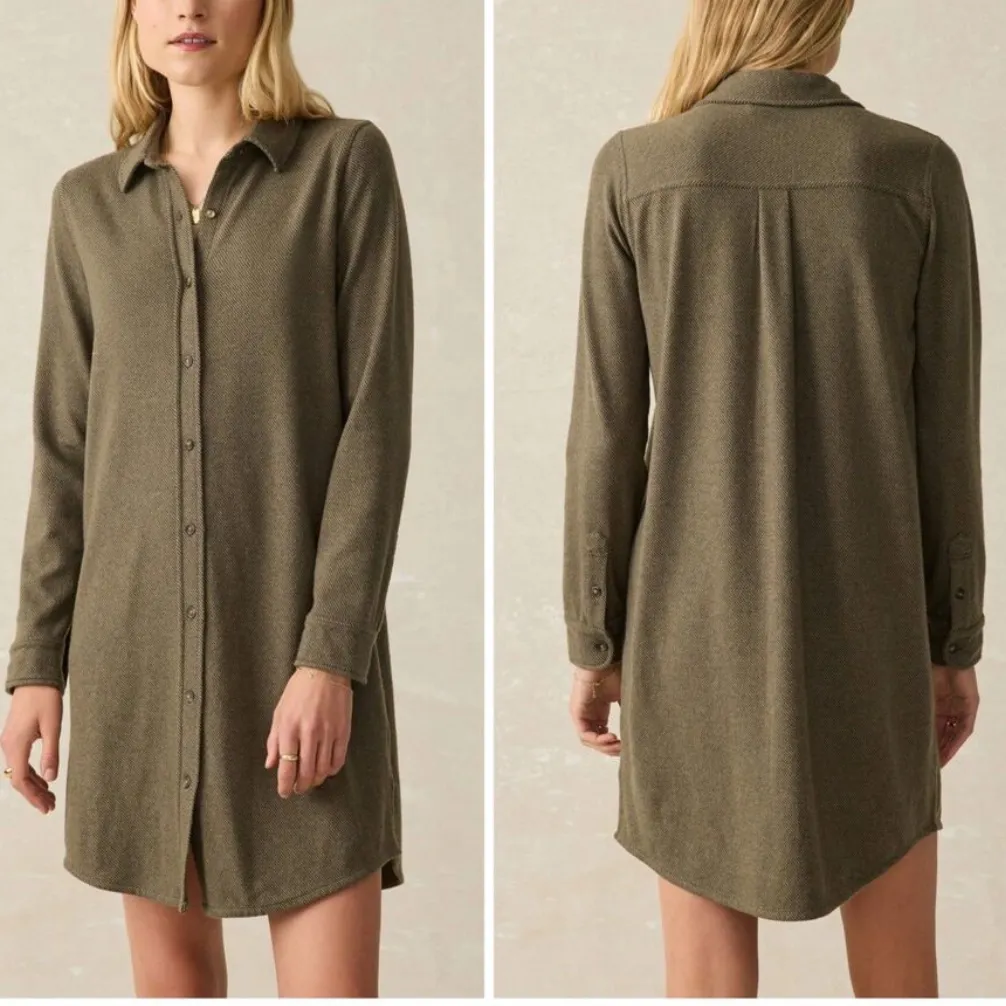 Faherty Legend Knit Sweater Dress in Olive Green Melange Twill Size S - Image 2