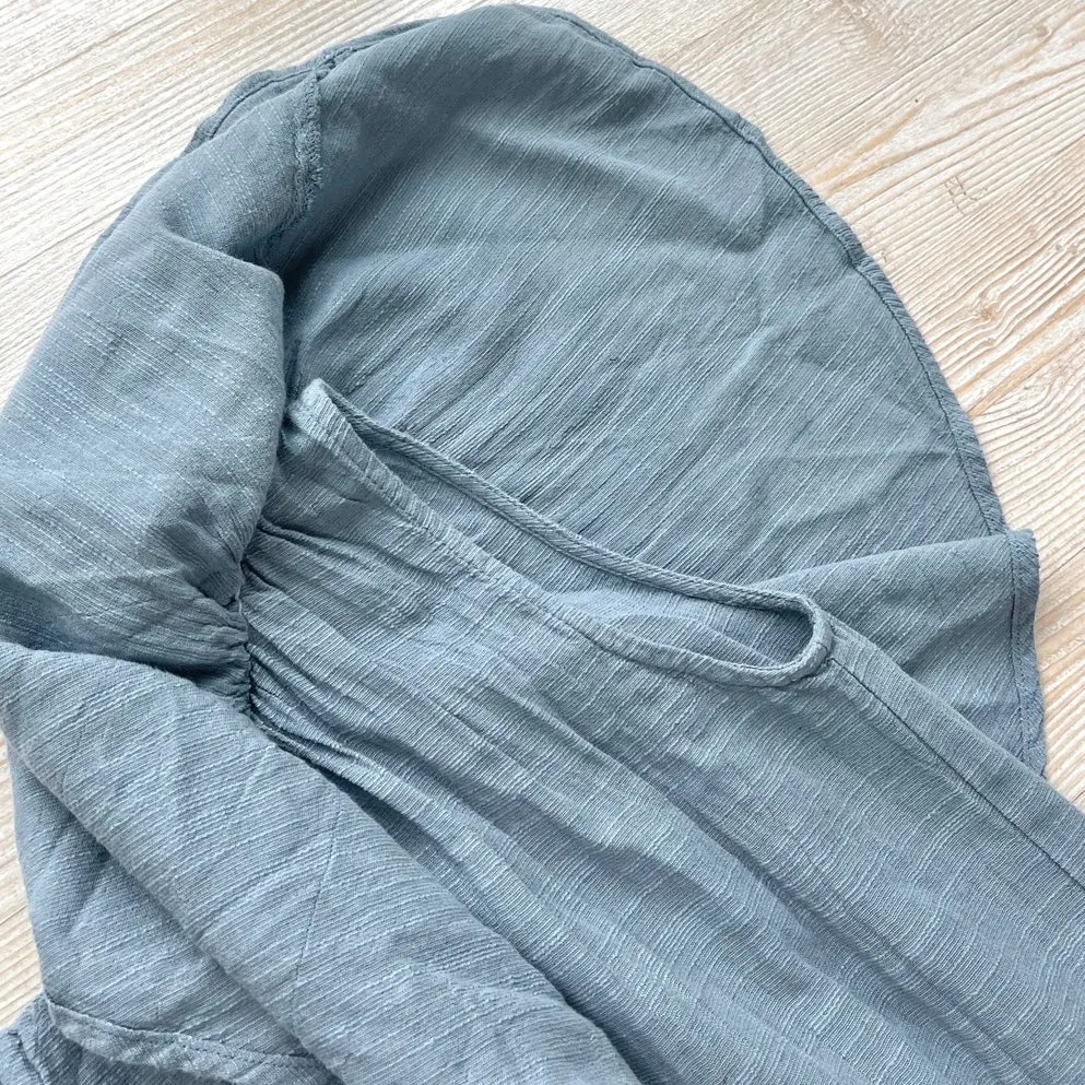 Pearl & Caviar Linen Mix One Shoulder Maxi Dress | Dusty Blue Size XS/S‎ - Image 3