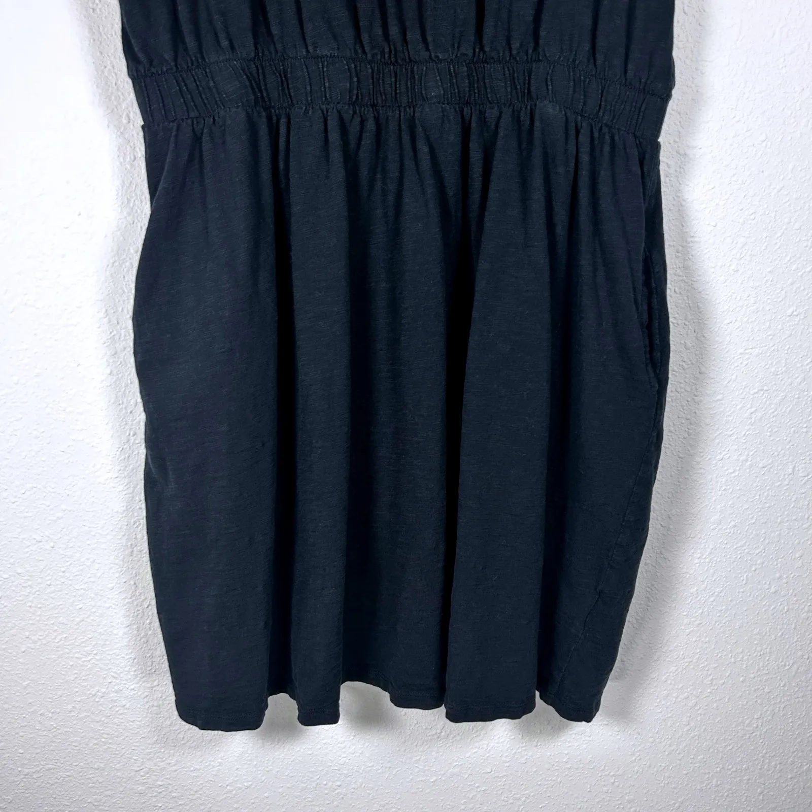 Daily Practice Anthropologie Cotton Black Dress Elastic‎ Waist Cap Sleeve Large - Image 5