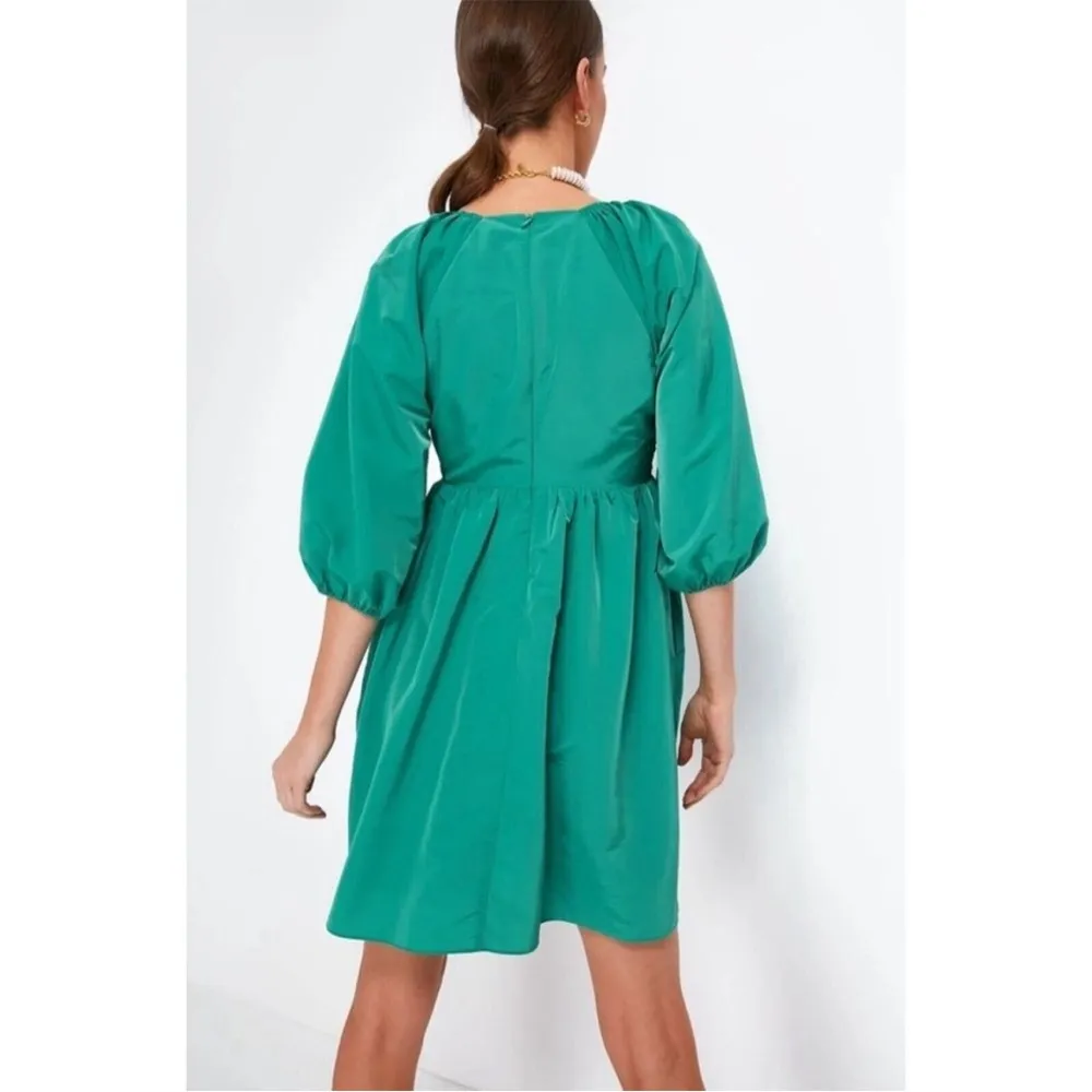 Tuckernuck Hyacinth House Genevieve Ruched Puff Sleeve Mini Dress in Emerald - Image 3