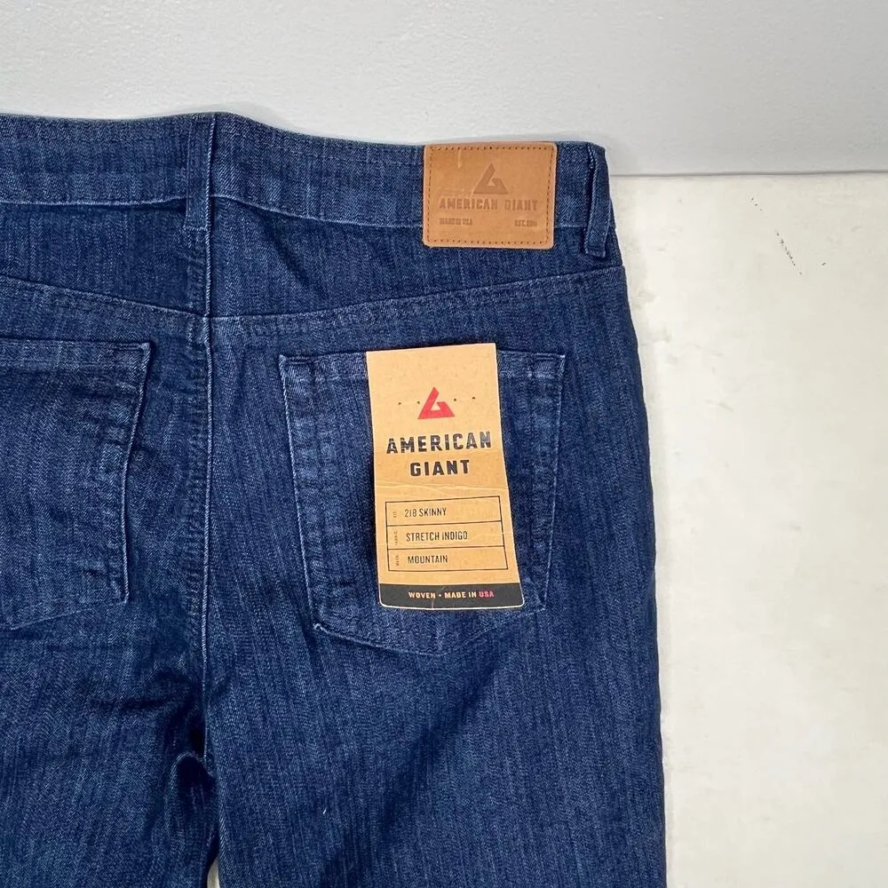 NWT American Giant 218 Skinny Stretch Indigo Denim Jeans In Mountain Wash Size27 Blue Size 28 - Image 3