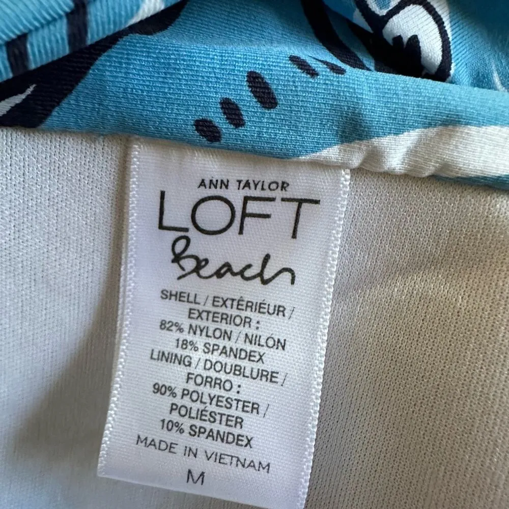 NEW Loft Beach Blue Floral Bandeau Bikini Top Coastal Summer Vacation Resort - Image 2