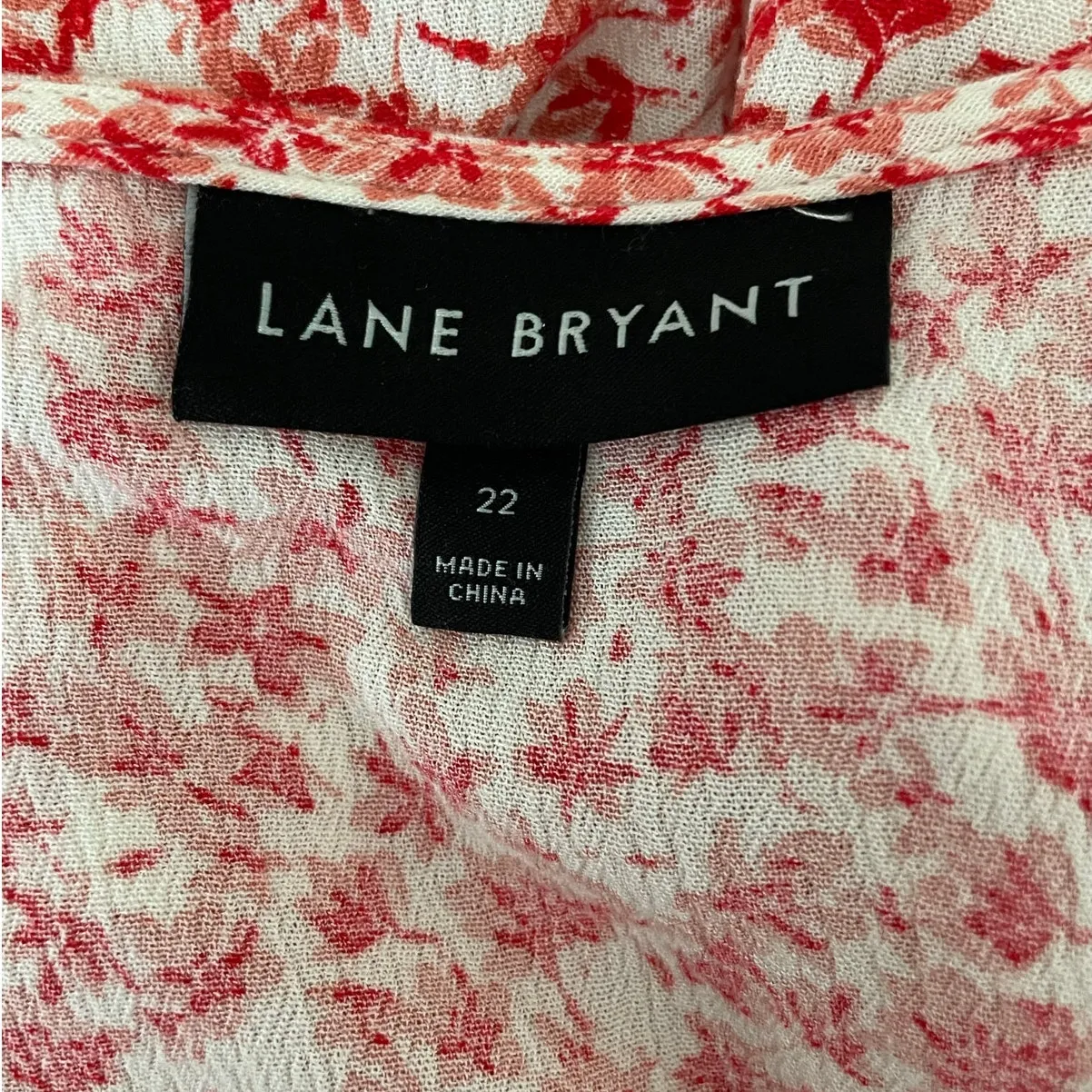 Lane Bryant Women Top 22 Coral Ditsy Floral‎ Babydoll Cottagecore Boho Fairy - Image 2