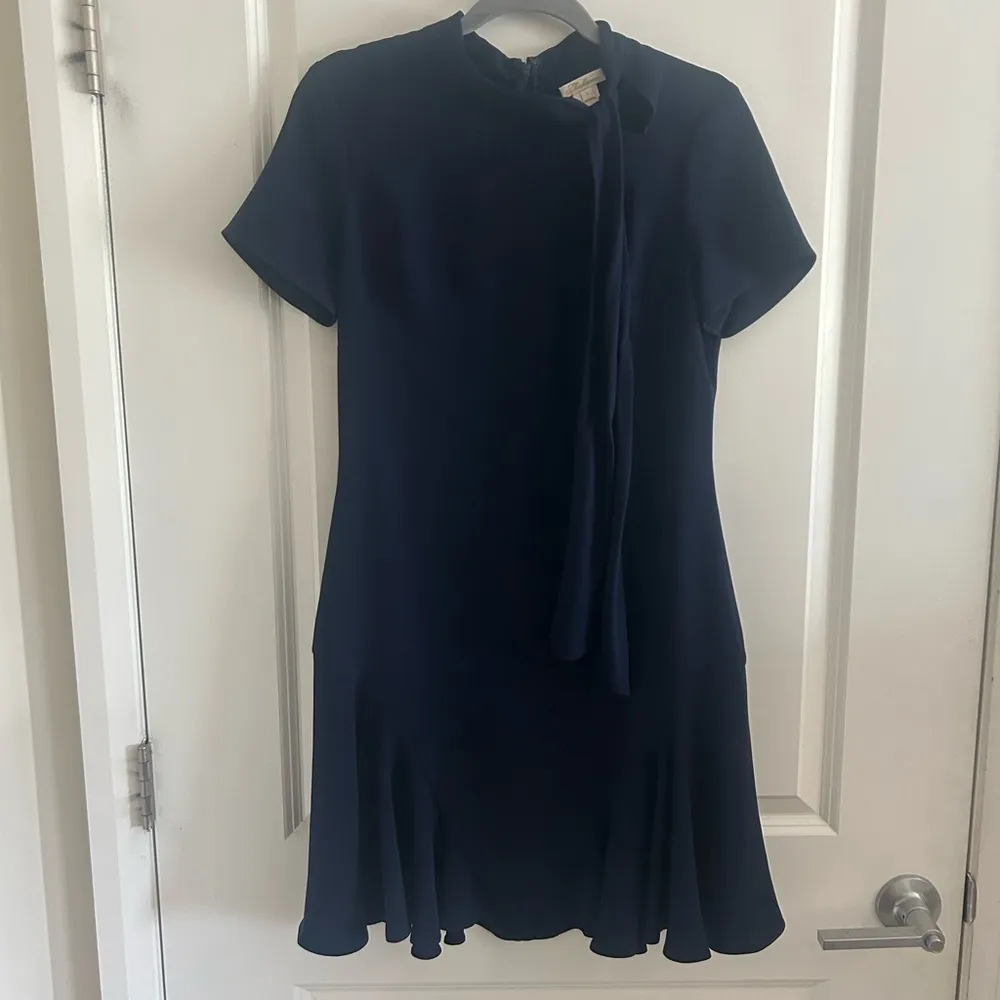 Shoshanna Blue A-Line Mini Dress with Mock Neck - Image 4