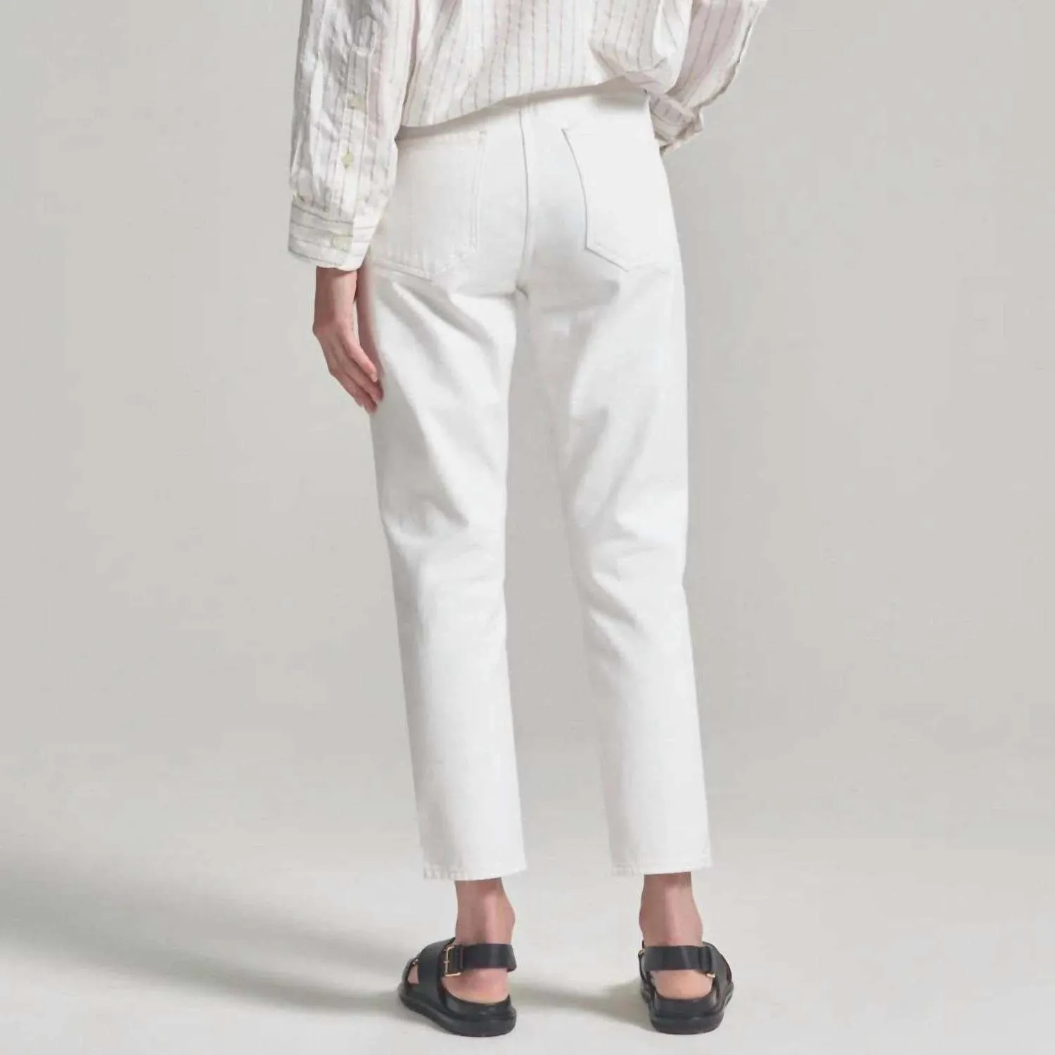 NWT Citizens of Humanity Charlotte High‎ Rise Straight Leg White Jeans 33 School - Image 2