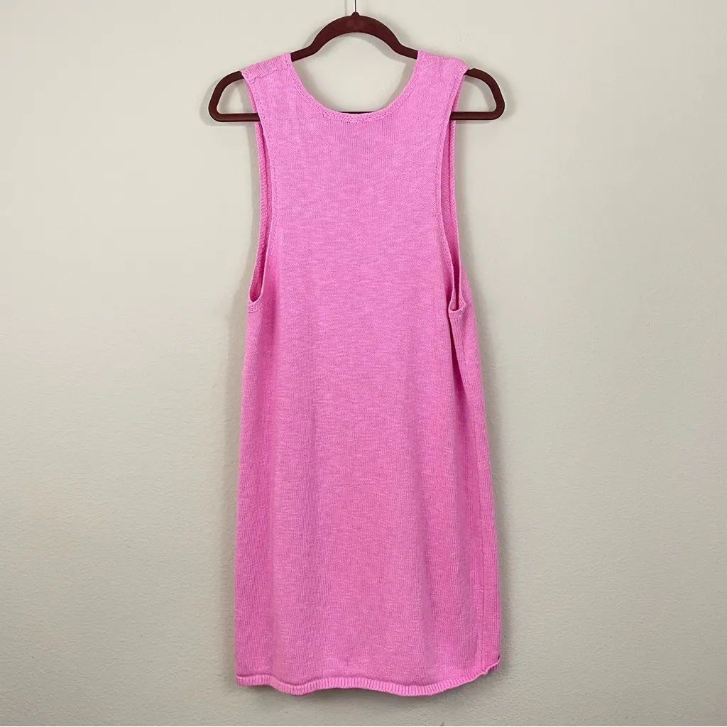 Free People Nina Sweater Mini Dress Cotton-Linen Blend‎ Pink Size Large - Image 4
