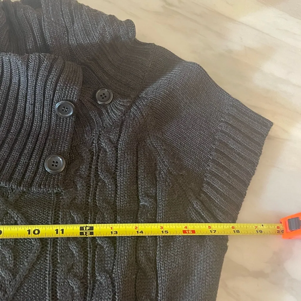 Calvin Klein Cable Knit Sweater Dress Brown Cowl Neck Button Detail Size L NWT - Image 8