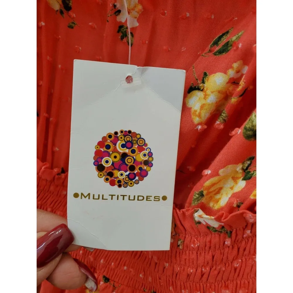 Favlux Women's Red 100% Rayon Ruffle Swiss Dot Floral Casual Romper Size Large - Image 6