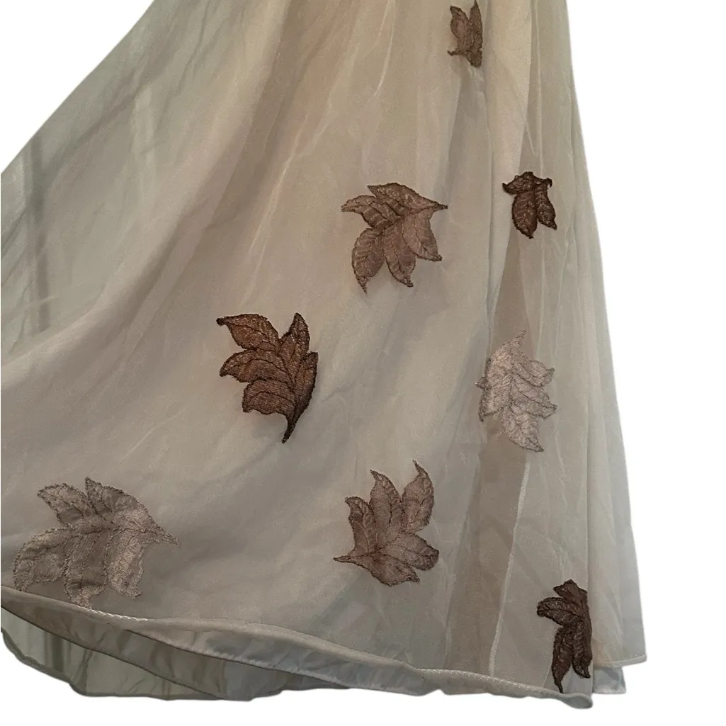 Vintage Van Raalte Dress Semi Sheer Whimsical Forest Fairy Size Small Tan - Image 7