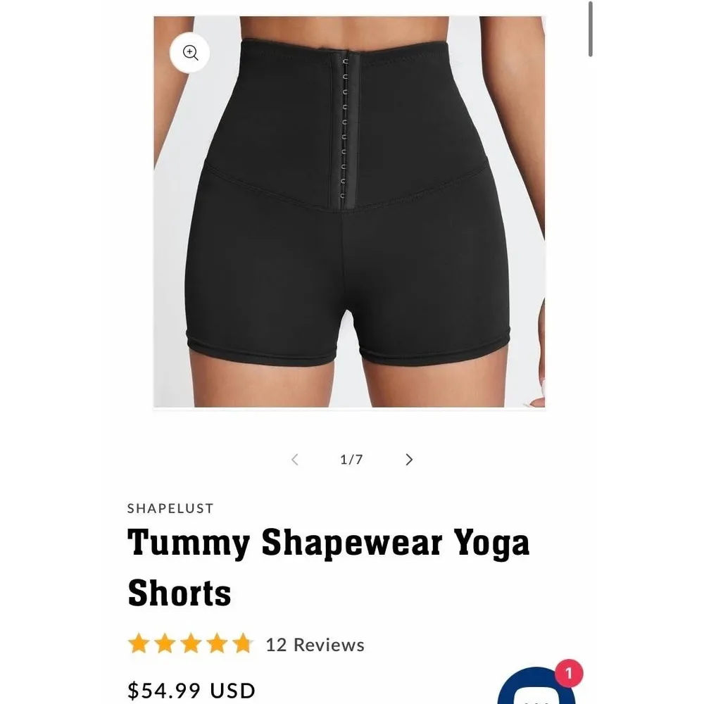 Shapelust Tummy Shapewear With Hooks Yoga Shorts Black Size XL Compression - Image 4