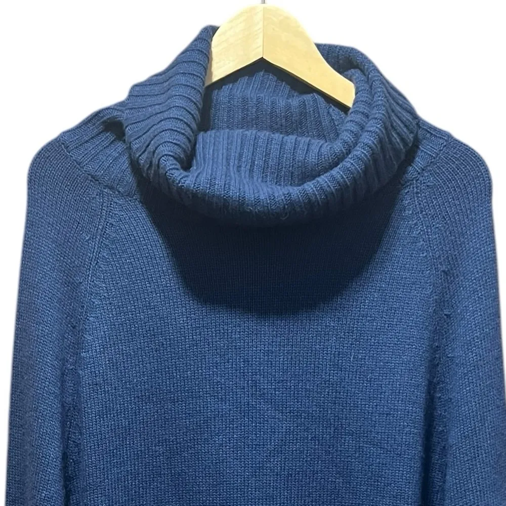 Portlano Cashmere Wool Angora Wool Blend Cowl Neck Sweaterer Size XL Blue - Image 2