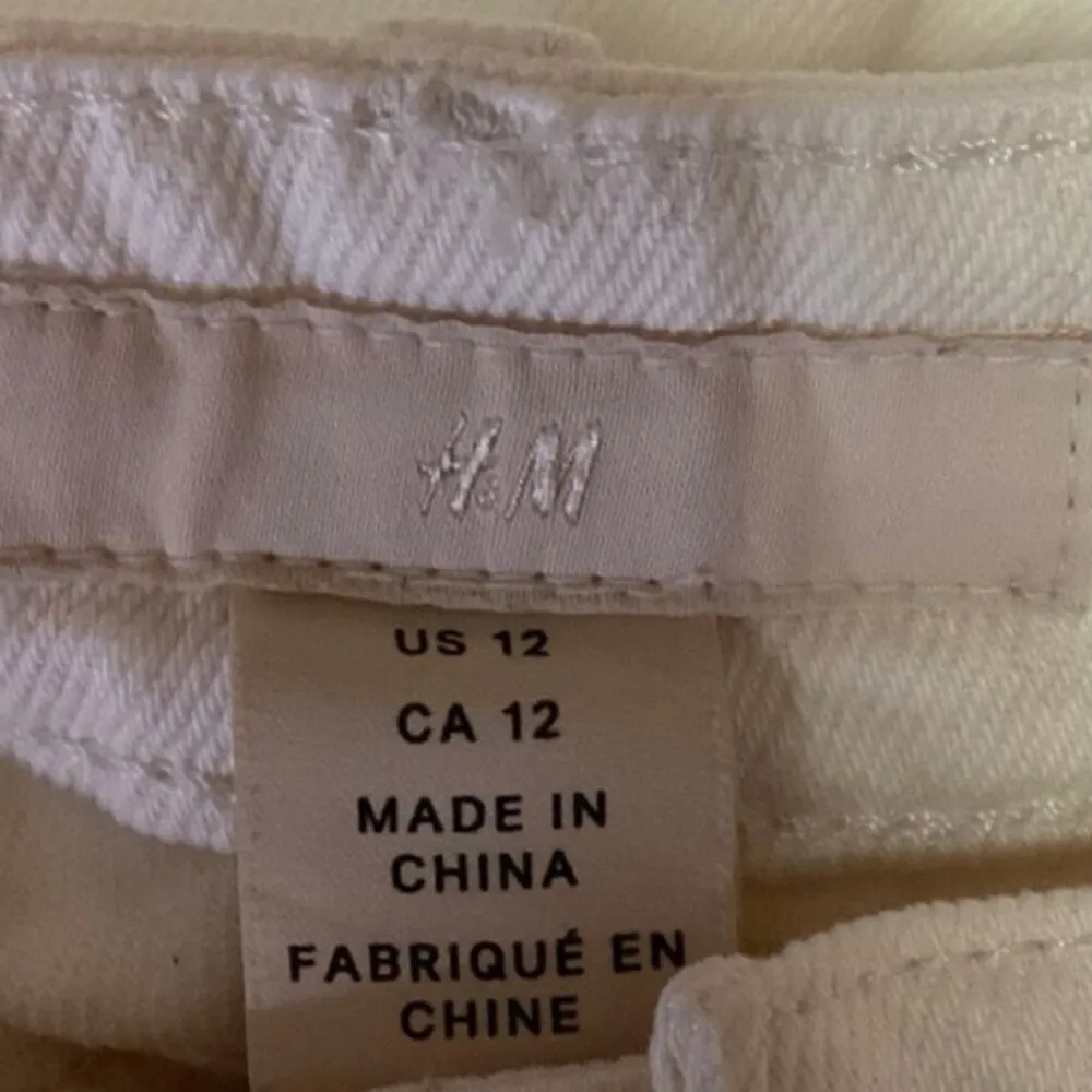 H&M White 100% Cotton Non Stretch Denim High Rise Wide Leg Jeans Size 12 - Image 4