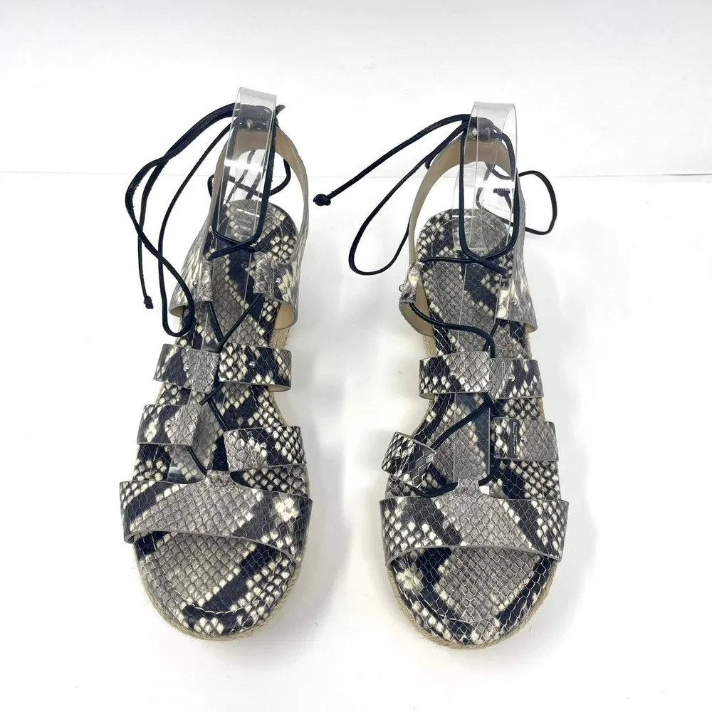 MICHAEL KORS Brown Gray Snake Print Sofia Espadrille Wedge Platform High Heels - Image 8