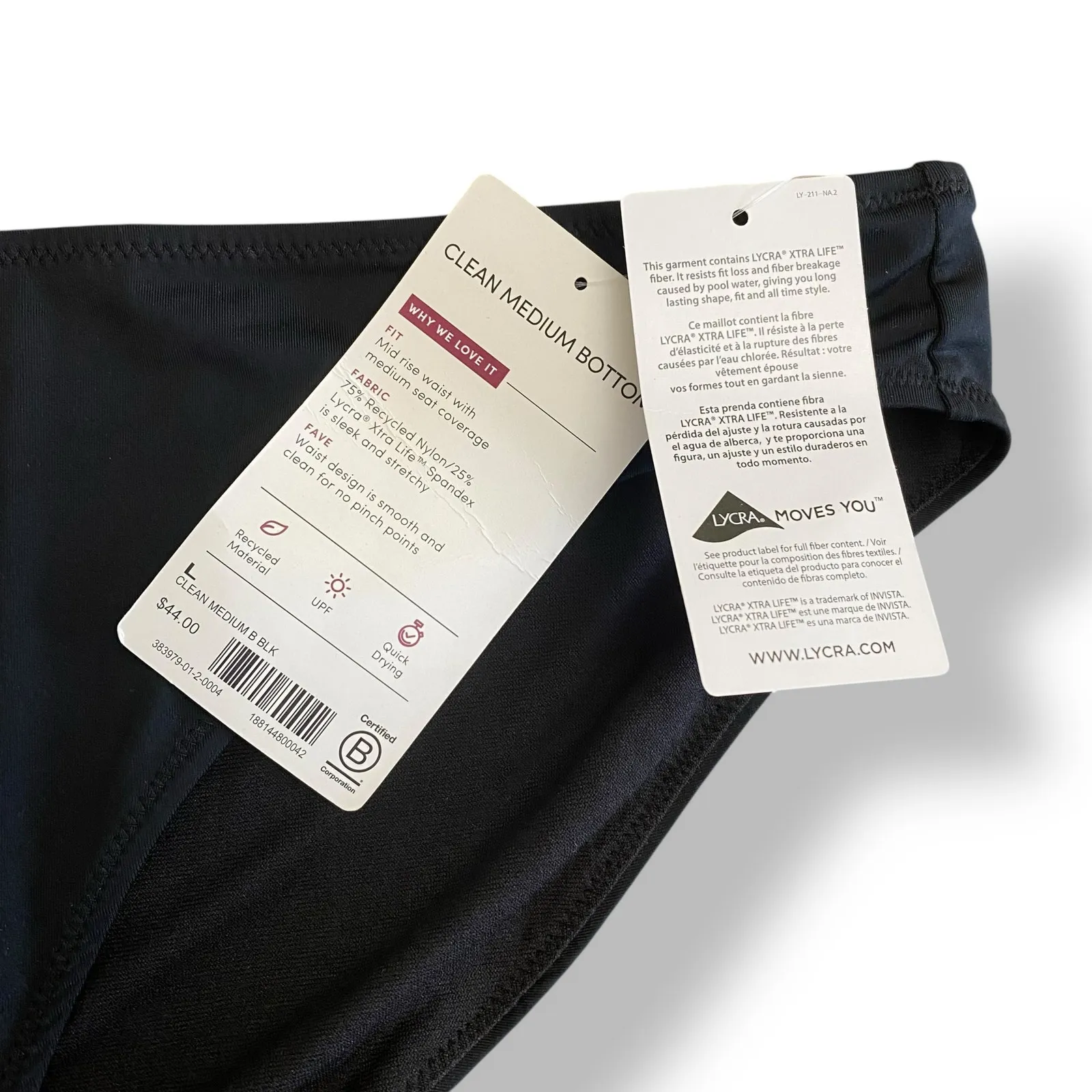 Athleta NWT Black Clean Medium Seat Coverage Swim‎ Bikini Bottom Size Large - Image 3