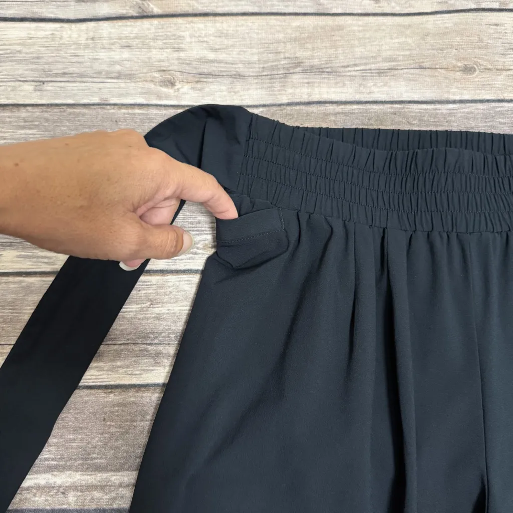 Aday Black Easy Days Cropped Straight Leg Tie Belt Elastic Waistband Pants Small - Image 4