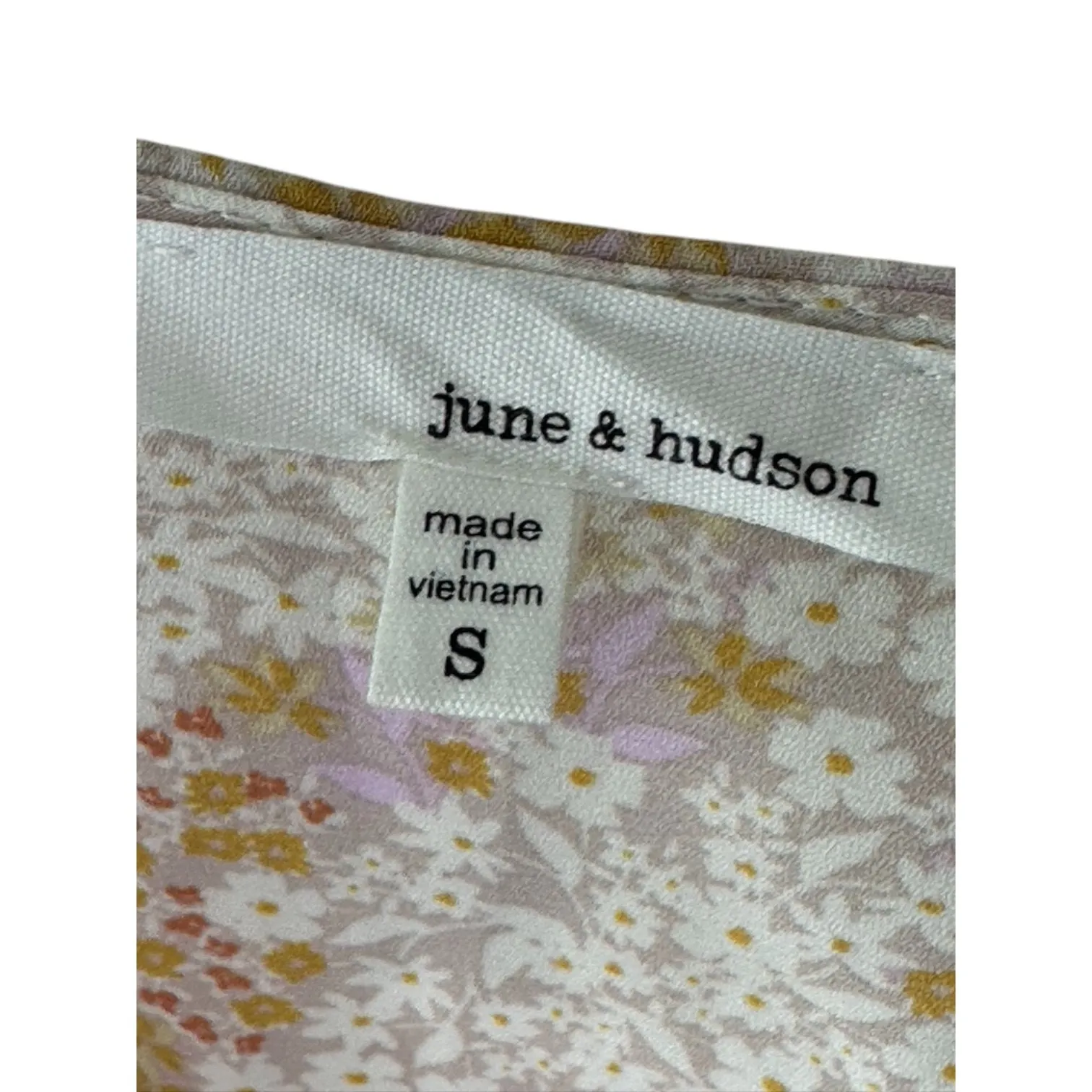 June & Hudson Semi Sheer Ivory Floral Long Sleeve Cropped Wrap Top Small New - Image 4