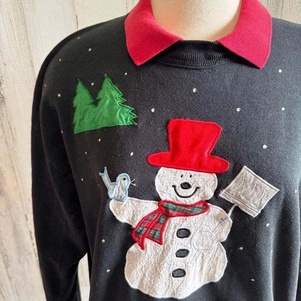 Vintage Snowman Sweatshirt XL Double - Image 4