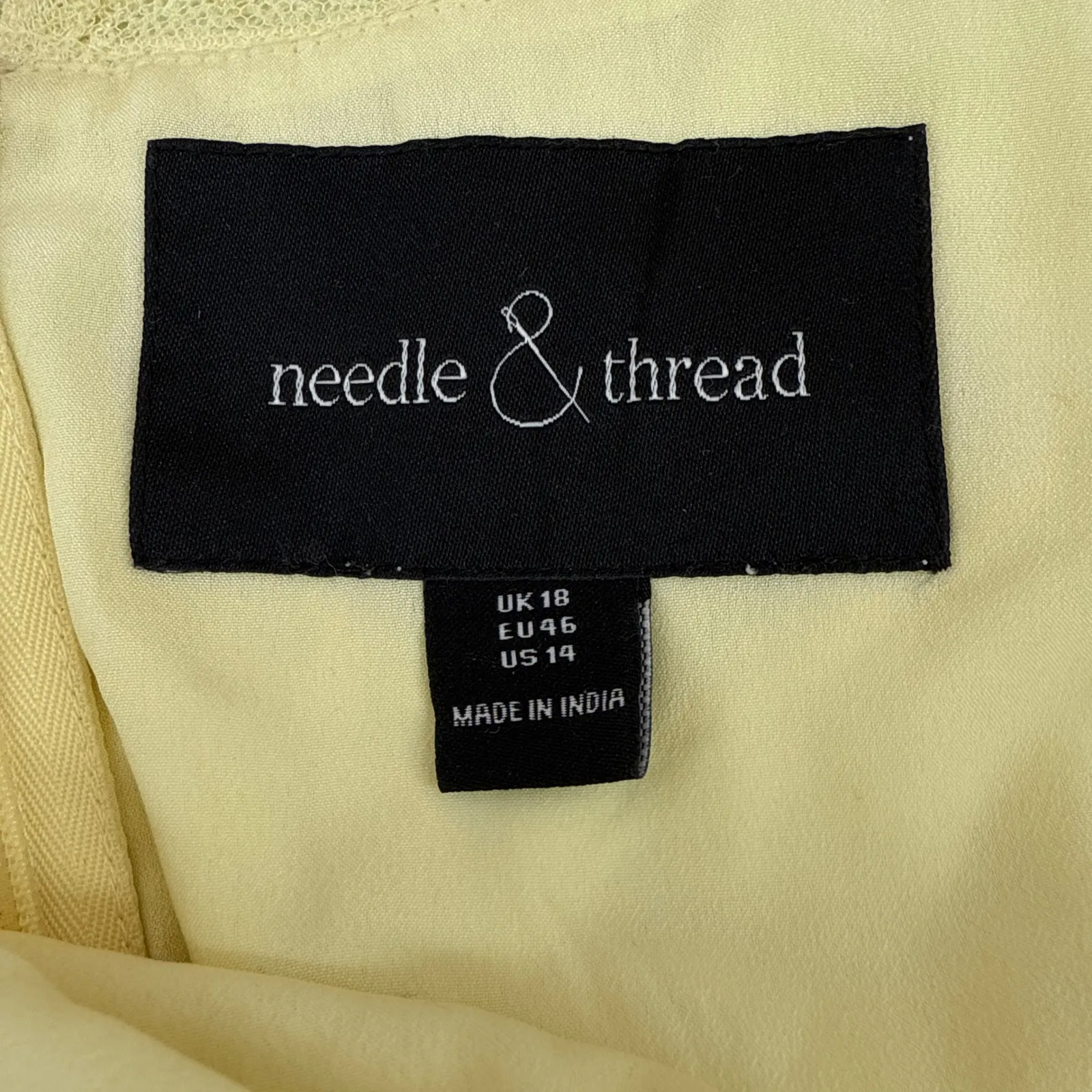 Needle & Thread Sweetheart Lace Embroidered Gown Flounce Sleeve Size 14 Yellow - Image 8