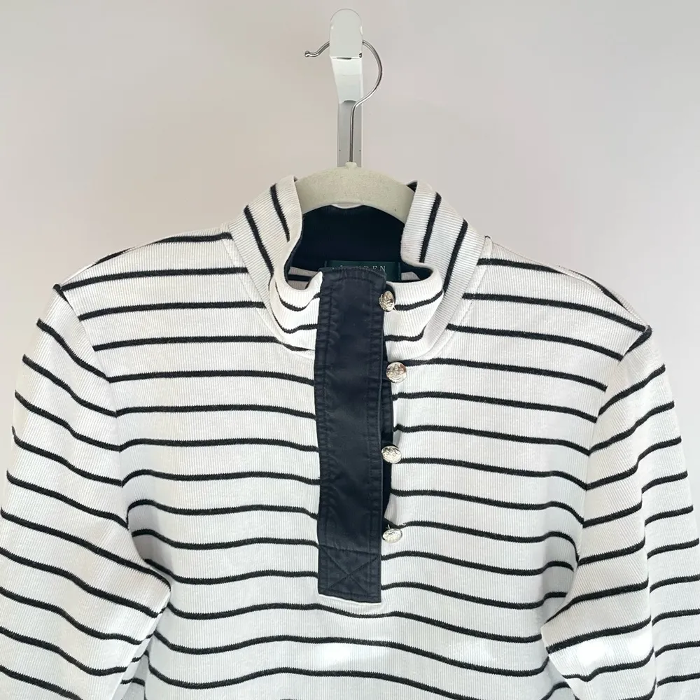 Lauren Ralph Lauren Striped Black/White Pullover With Mock Neck Women’s Size M Black Size M - Image 5
