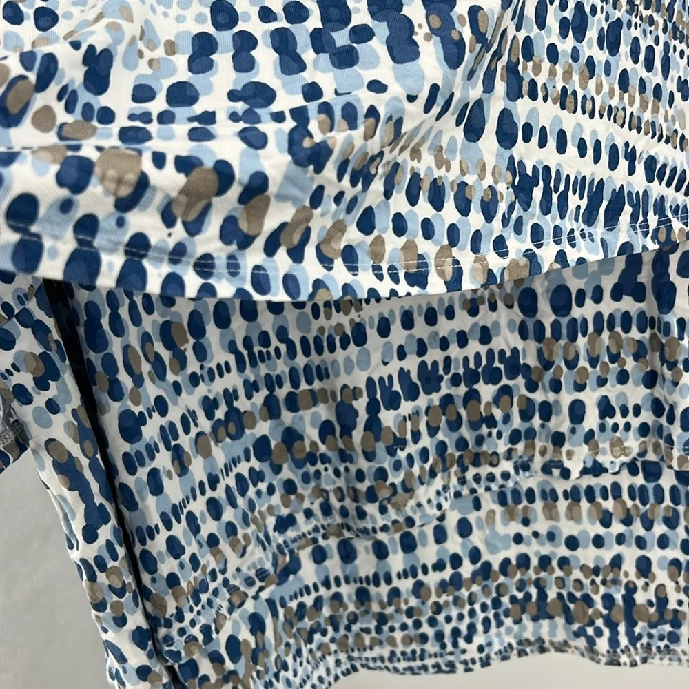 Chico’s tiered ruffle short sleeve blue brown L casual office work comfort 12 - Image 5