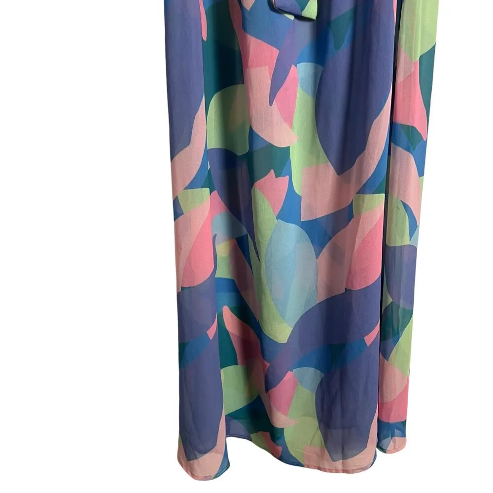 Beach Riot Shiloh Printed Long Sleeve V-Neck Tie Front Coverup Maxi Dress Small - Image 7