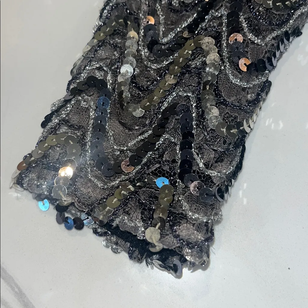 Lee Jordan Neiman Marcus 60’s Classy Sequin Tulle Beaded Vintage Cocktail Dress Black - Image 8