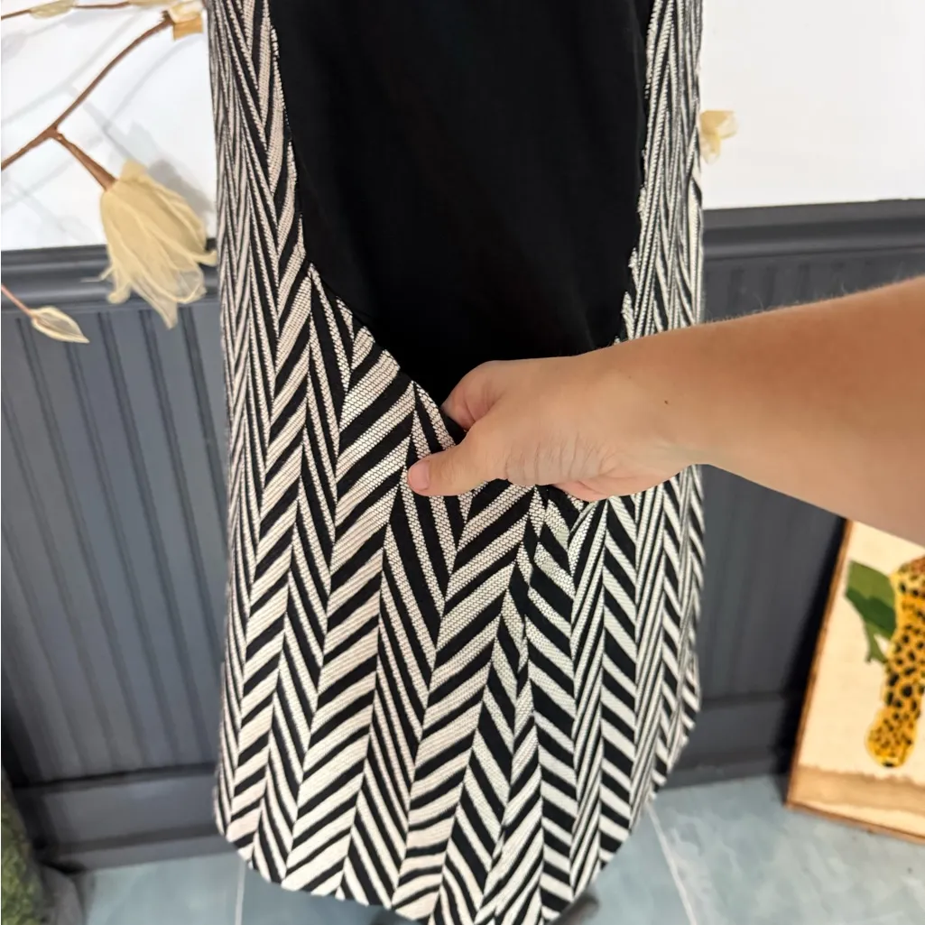 HD In Paris Anthropologie Black & Cream Herringbone Shift Dress ~ Size 5P 💚🍄 - Image 5