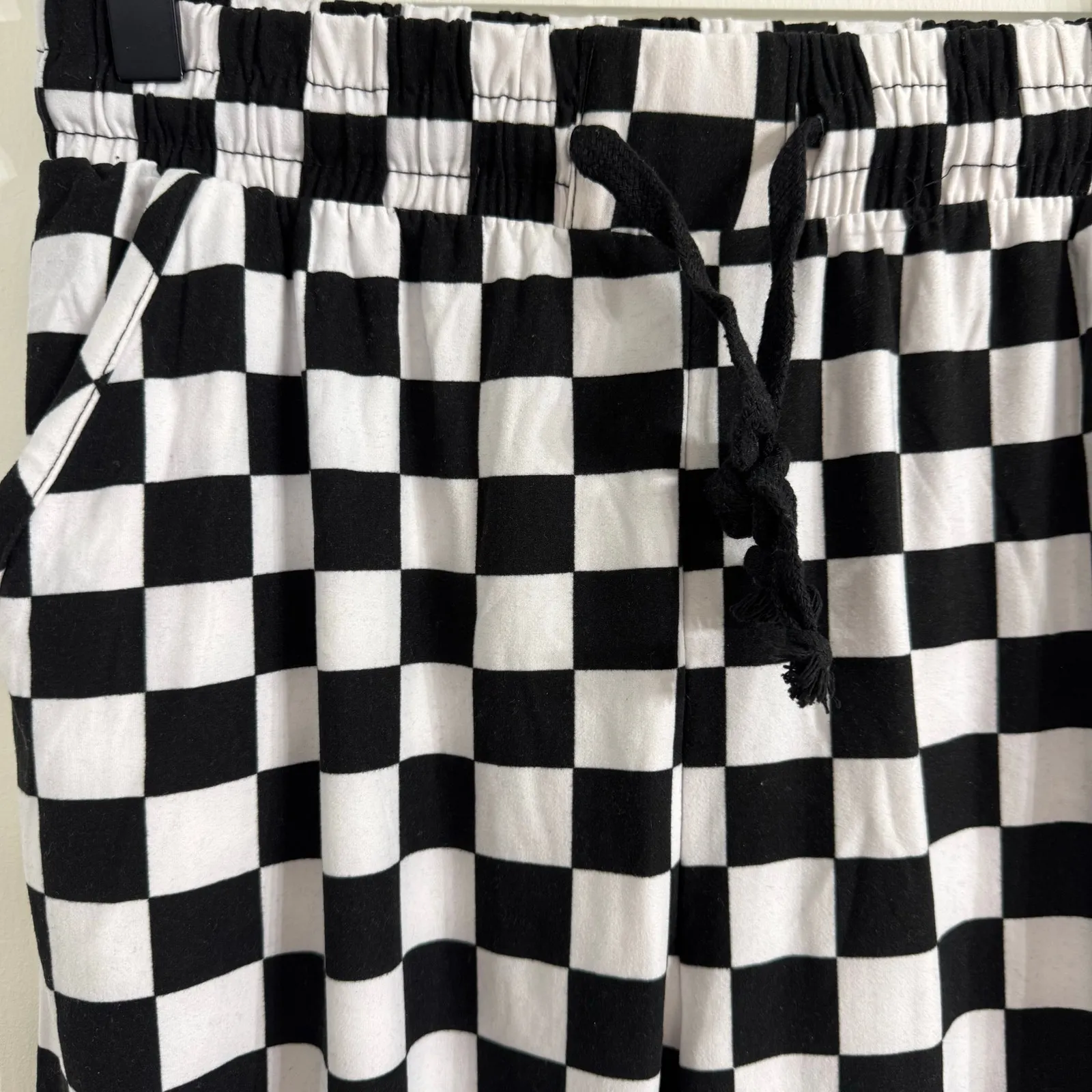 Clad & Cloth The Black Magic Joggers Black & White Checkered Pants Size Medium - Image 3
